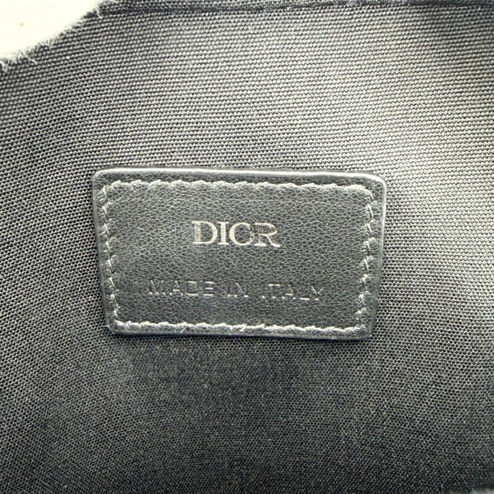 Christian Dior Navy Canvas Leather Pouch Shoulder Bag (Pre-Owned)