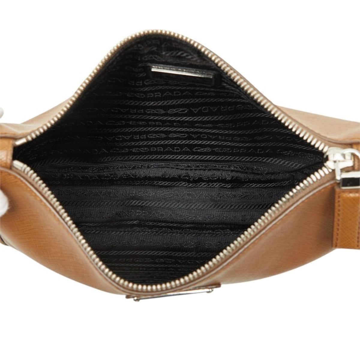 Prada Saffiano Brown Leather Shoulder Bag (Pre-Owned)