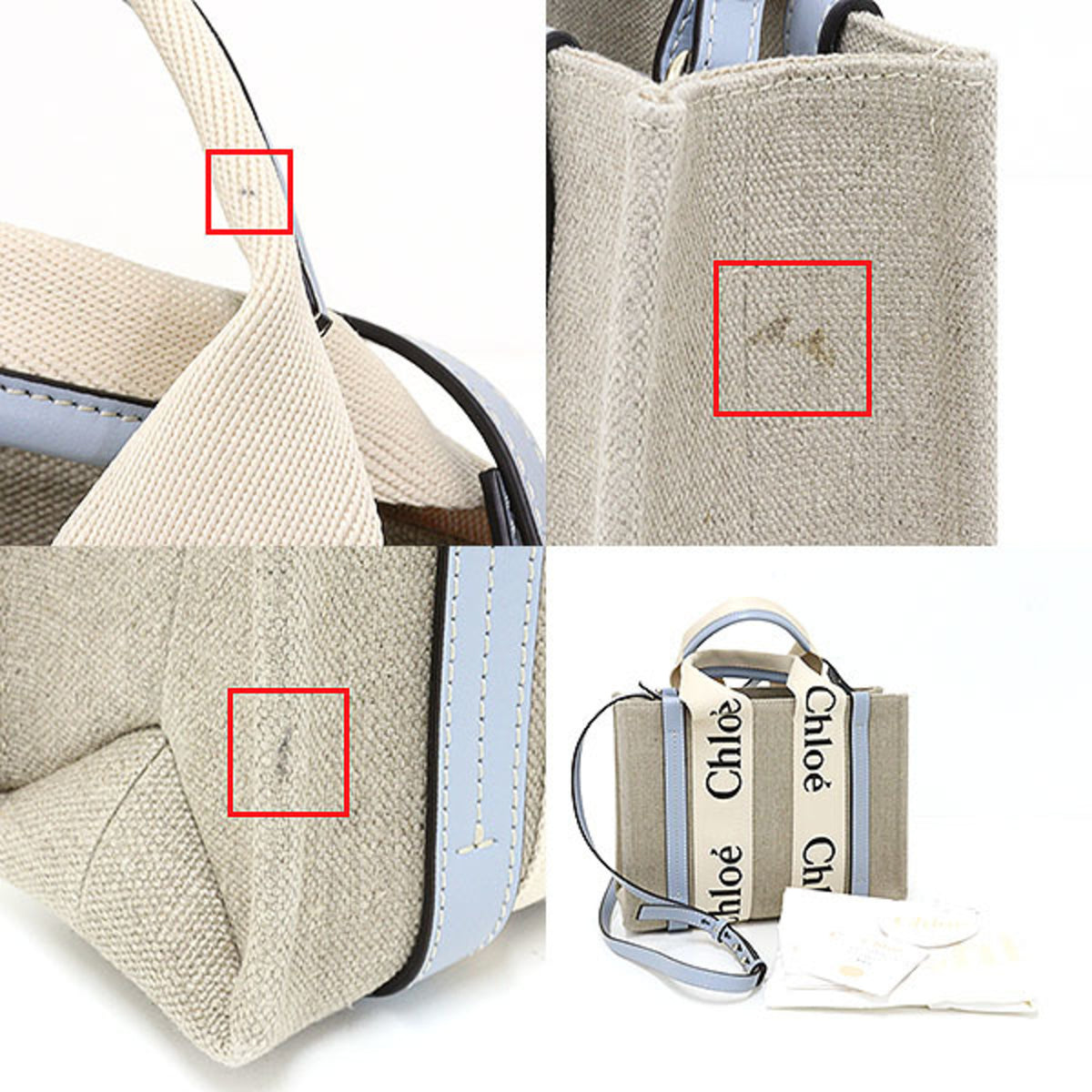 Chloé Blue White Canvas Handbag (Pre-Owned)