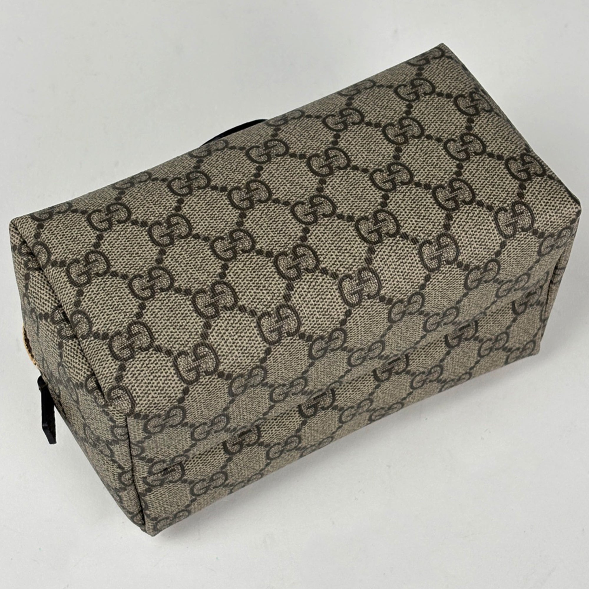 Gucci Beige Brown Coated Canvas Pouch (Pre-Owned)