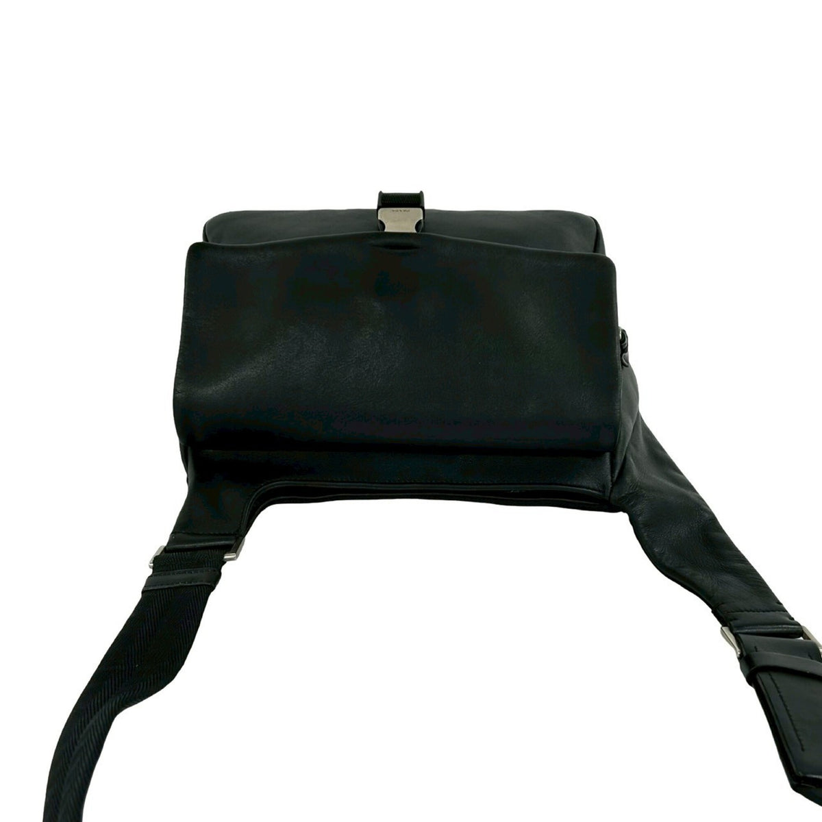 Prada Black Leather Nylon Pochette Shoulder Bag Sling Bag (Pre-Owned)