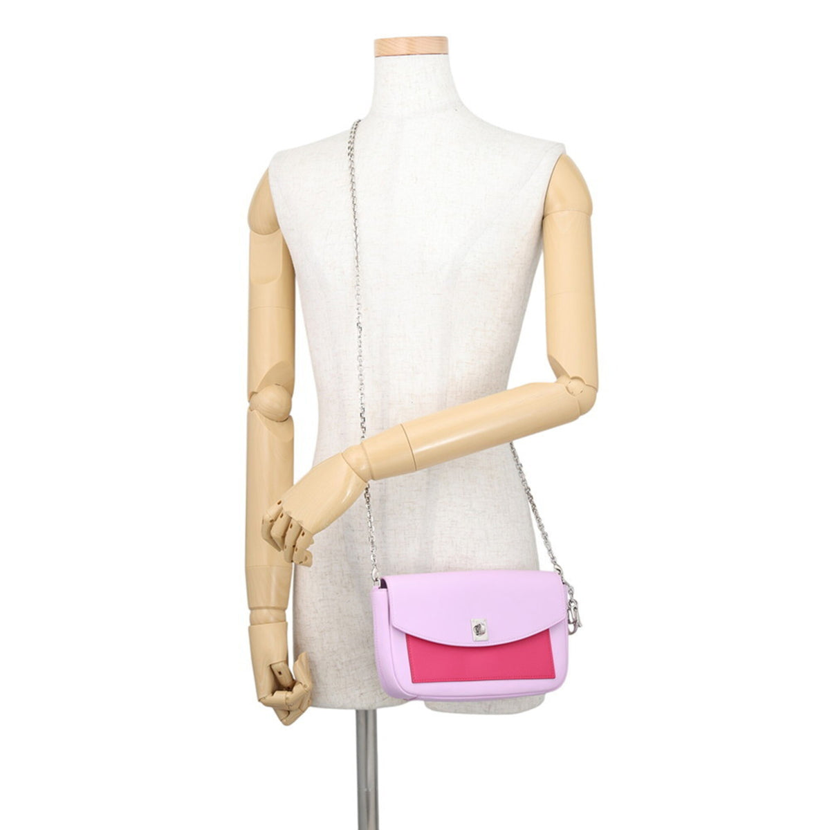 Christian Dior Pink Leather Chain/Shoulder Wallet (Pre-Owned)