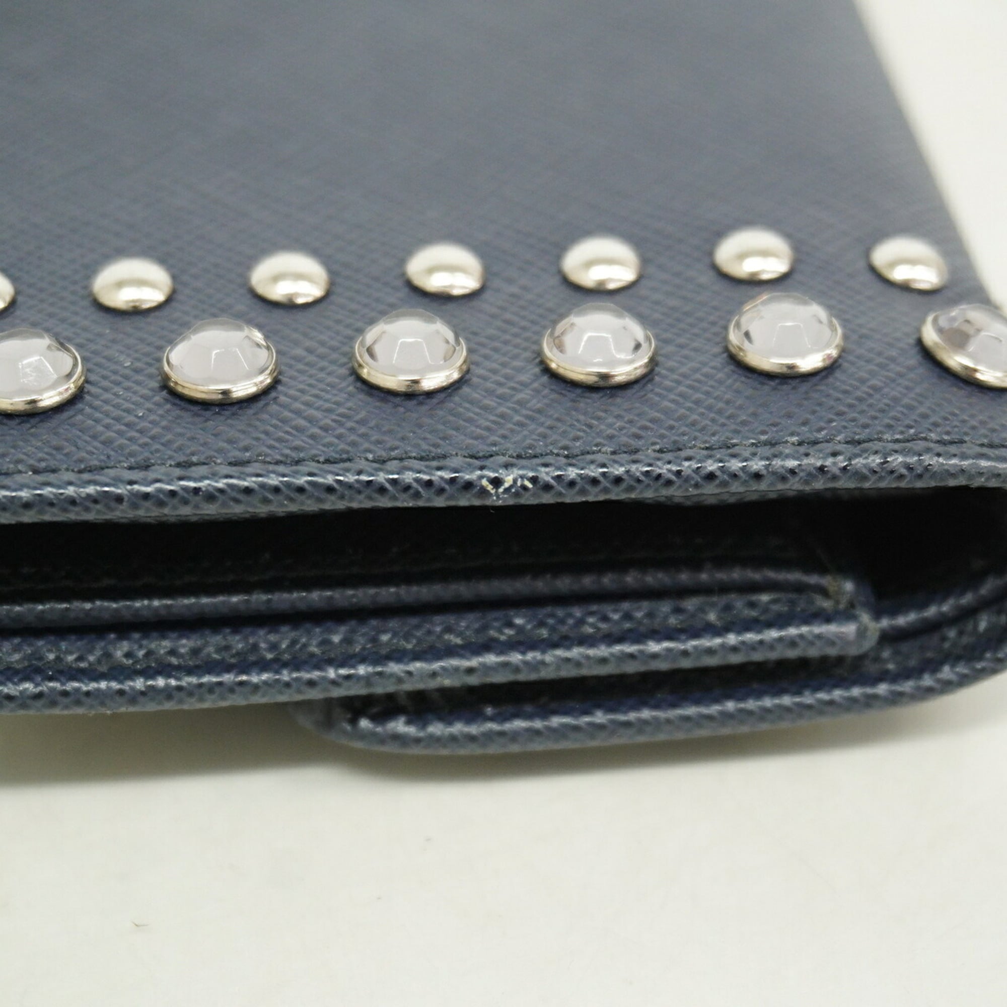 Prada Navy Leather Wallet (Tri-Fold) (Pre-Owned)