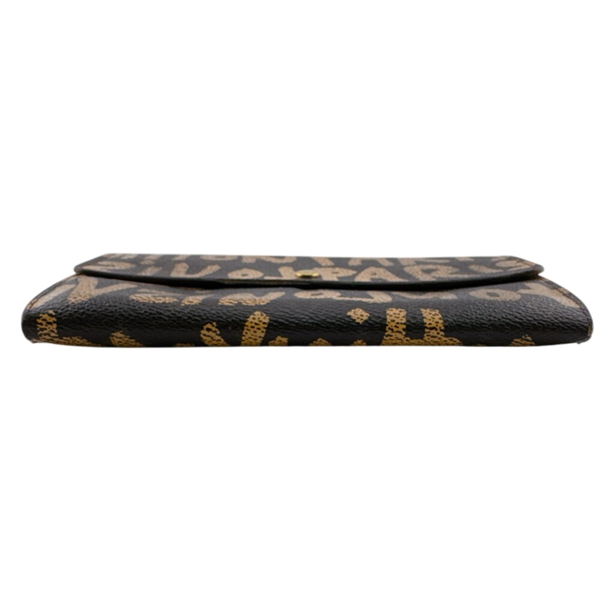 Louis Vuitton Brown Leather Long Wallet (Tri-Fold) (Pre-Owned)