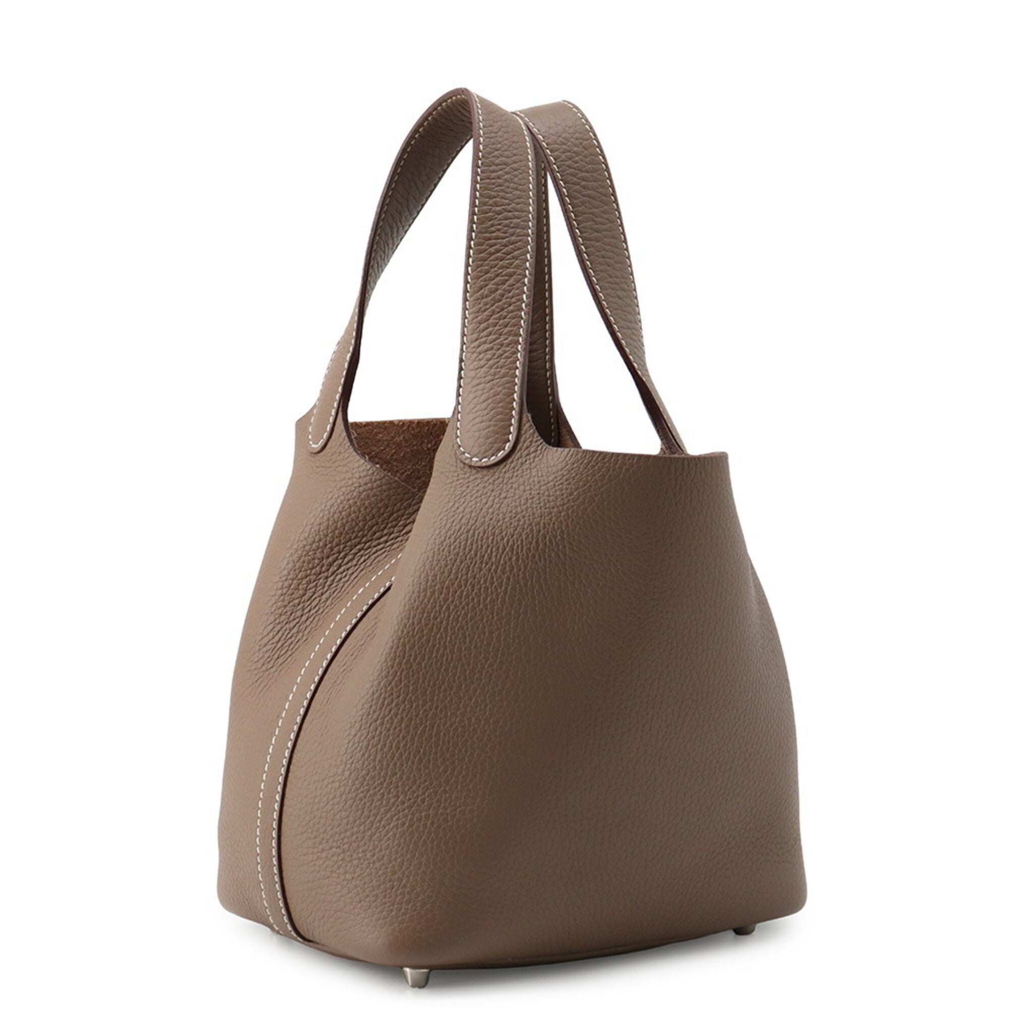 Hermes Picotin Etoupe Gray Taurillon Clemence Leather Handbag Tote Bag (Pre-Owned)