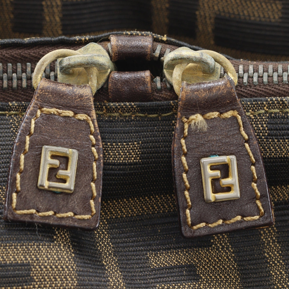 Fendi Brown Canvas Leather Handbag (Pre-Owned)