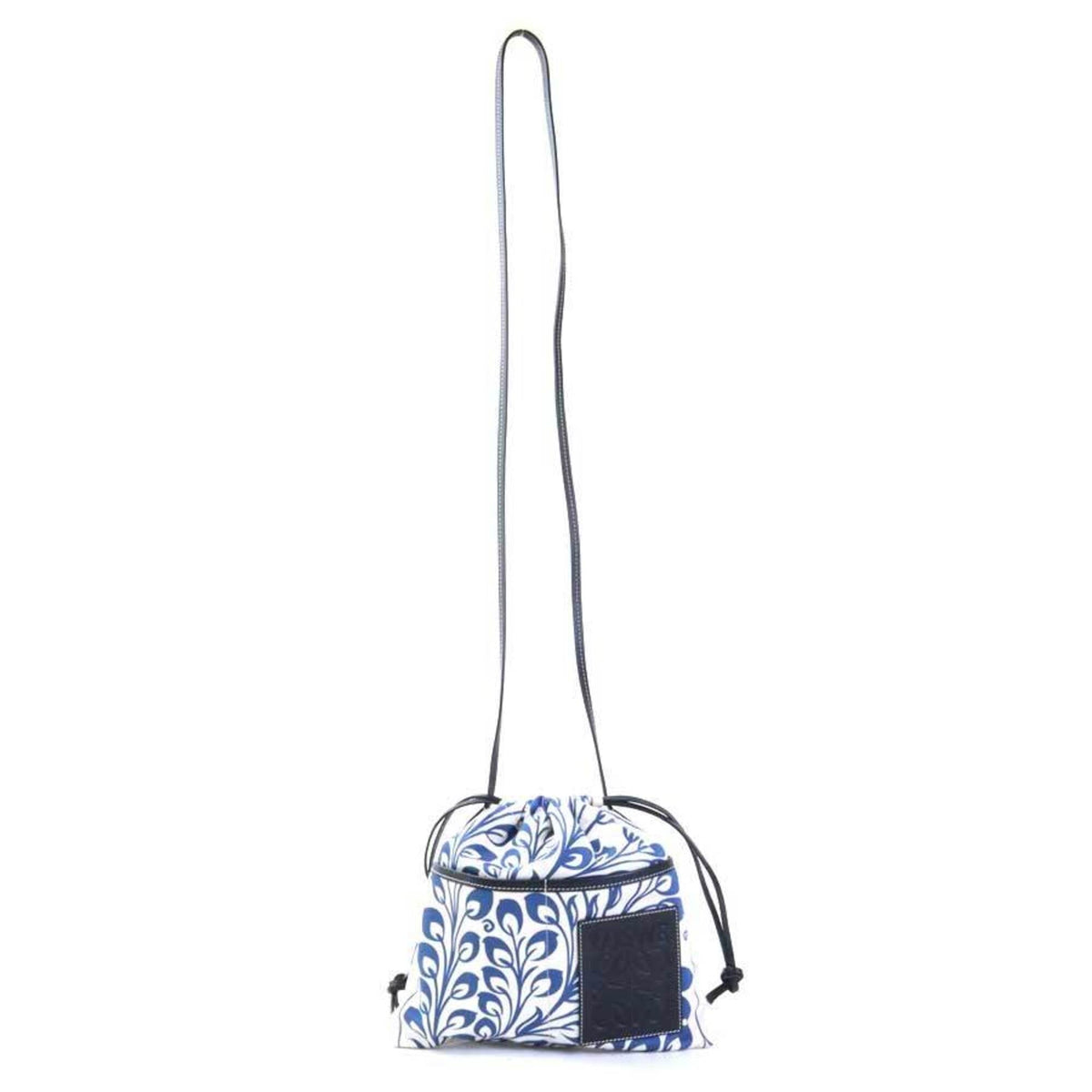 Loewe Black Blue White Canvas Leather Shoulder Bag (Pre-Owned)