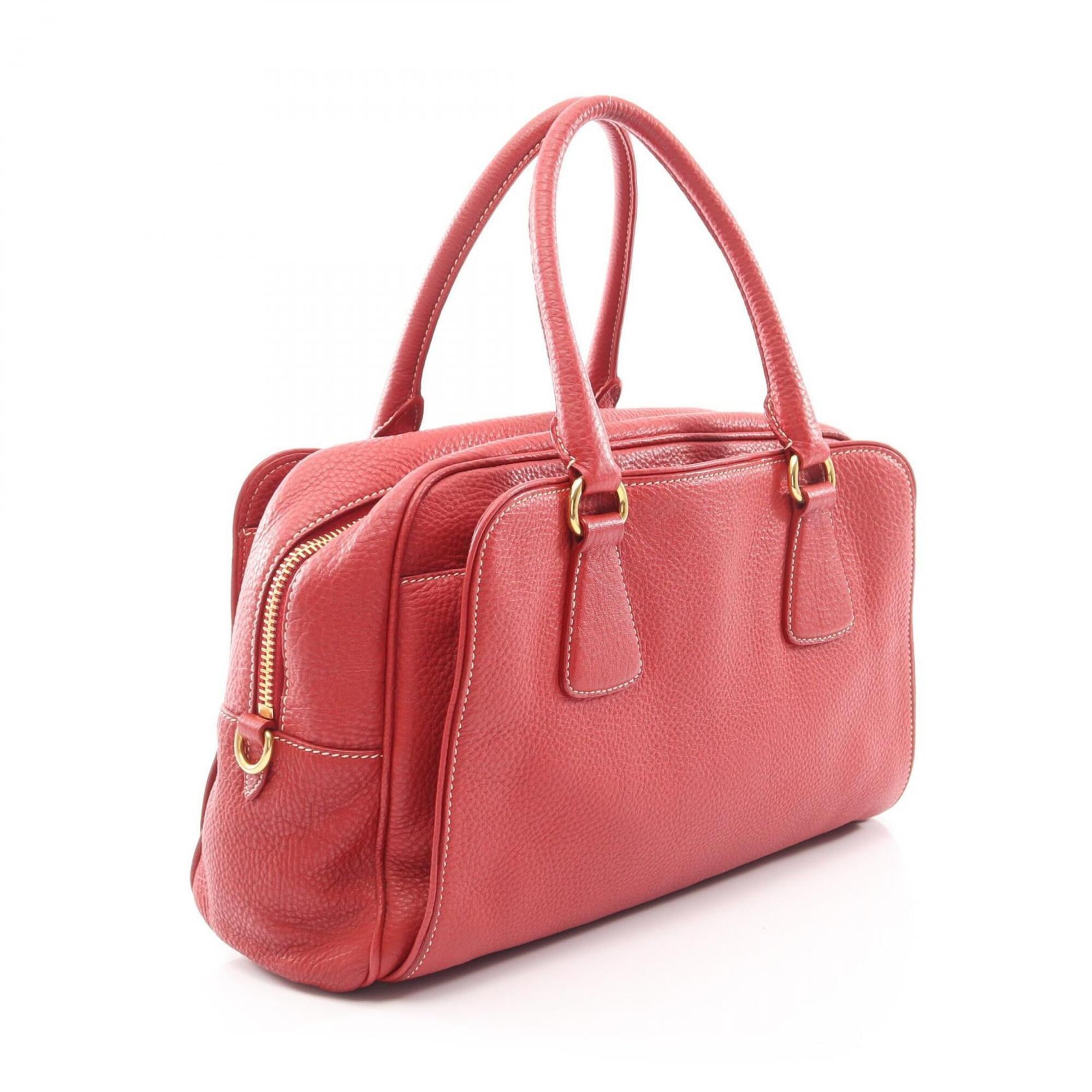 Prada Red Color Leather Handbag (Pre-Owned)