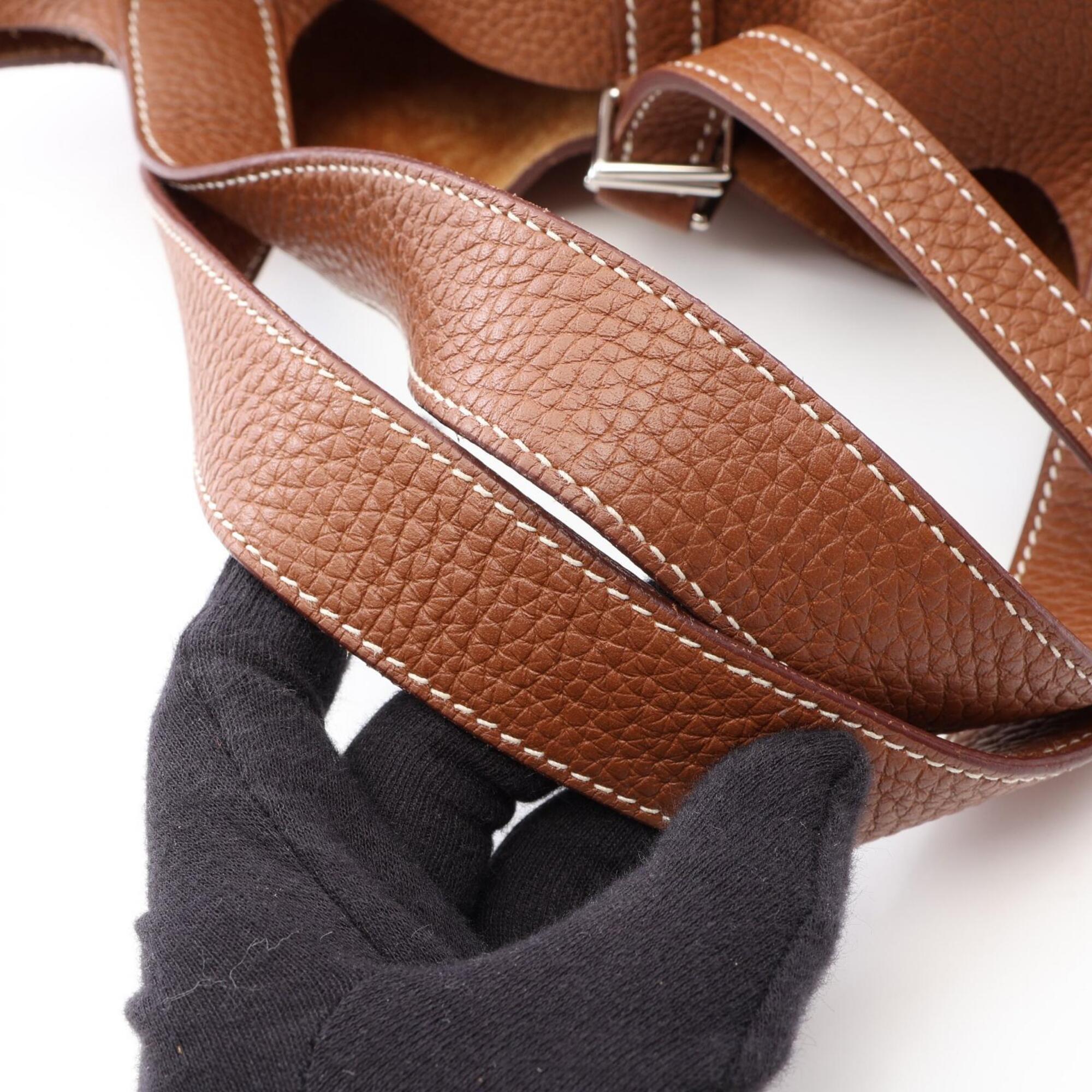 Hermes Brown Gold Taurillon Clemence Leather Leather Handbag (Pre-Owned)