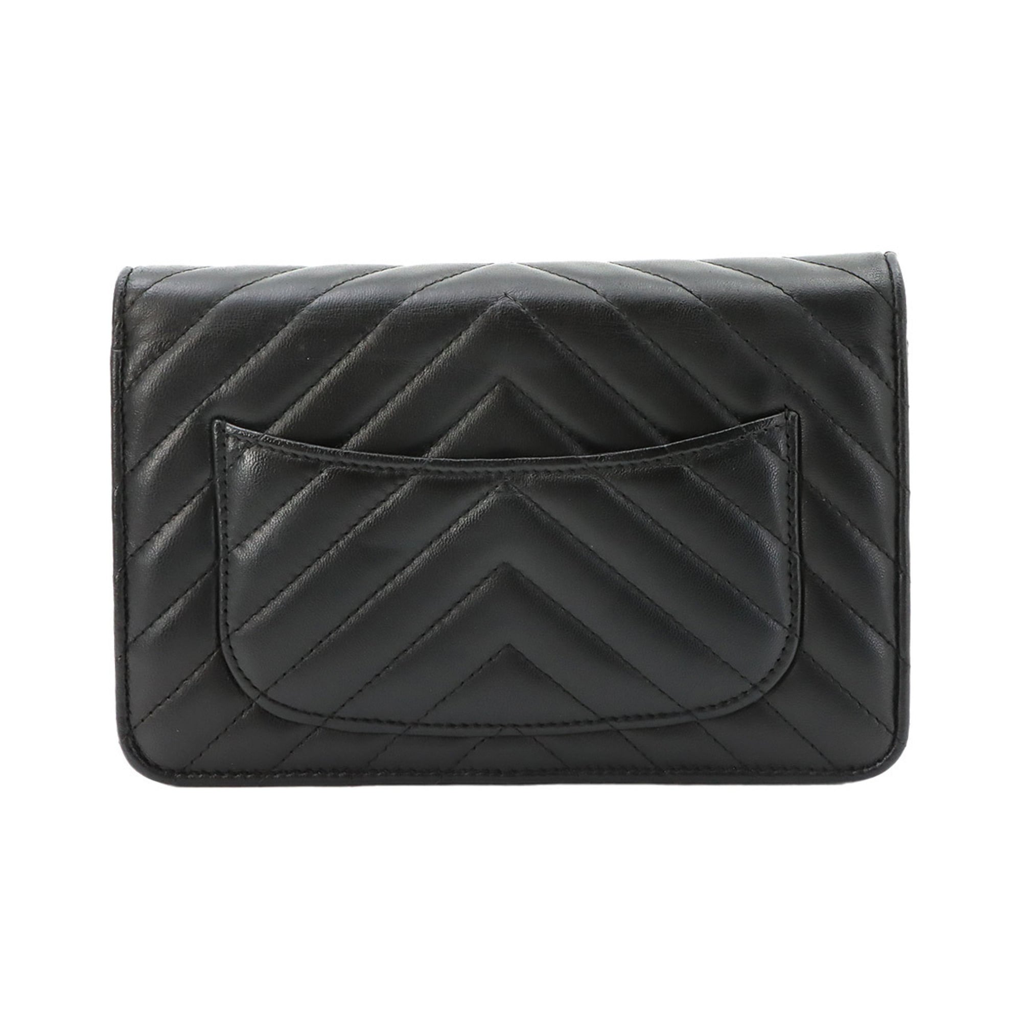 Chanel Black Leather Chain/Shoulder Wallet (Pre-Owned)
