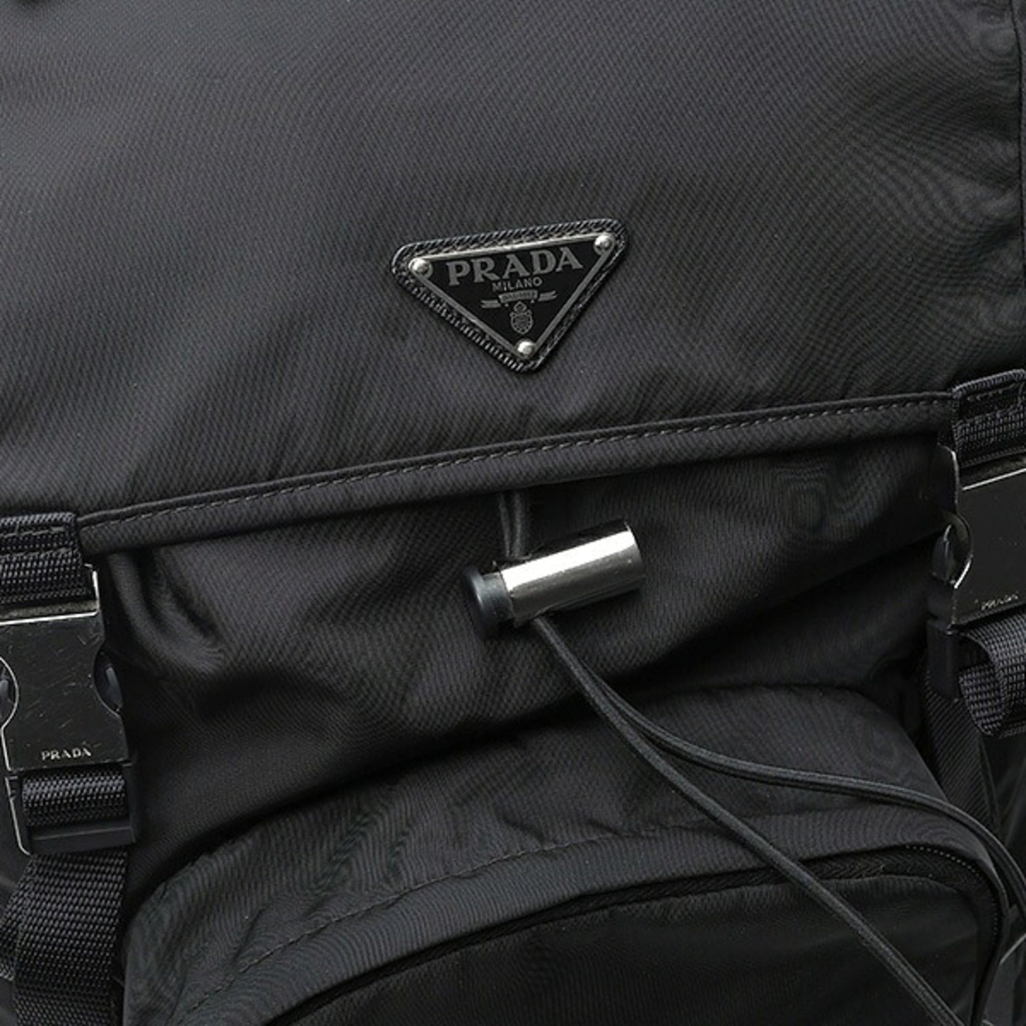Prada Black Nero Nylon Fabric Leather Backpack (Pre-Owned)