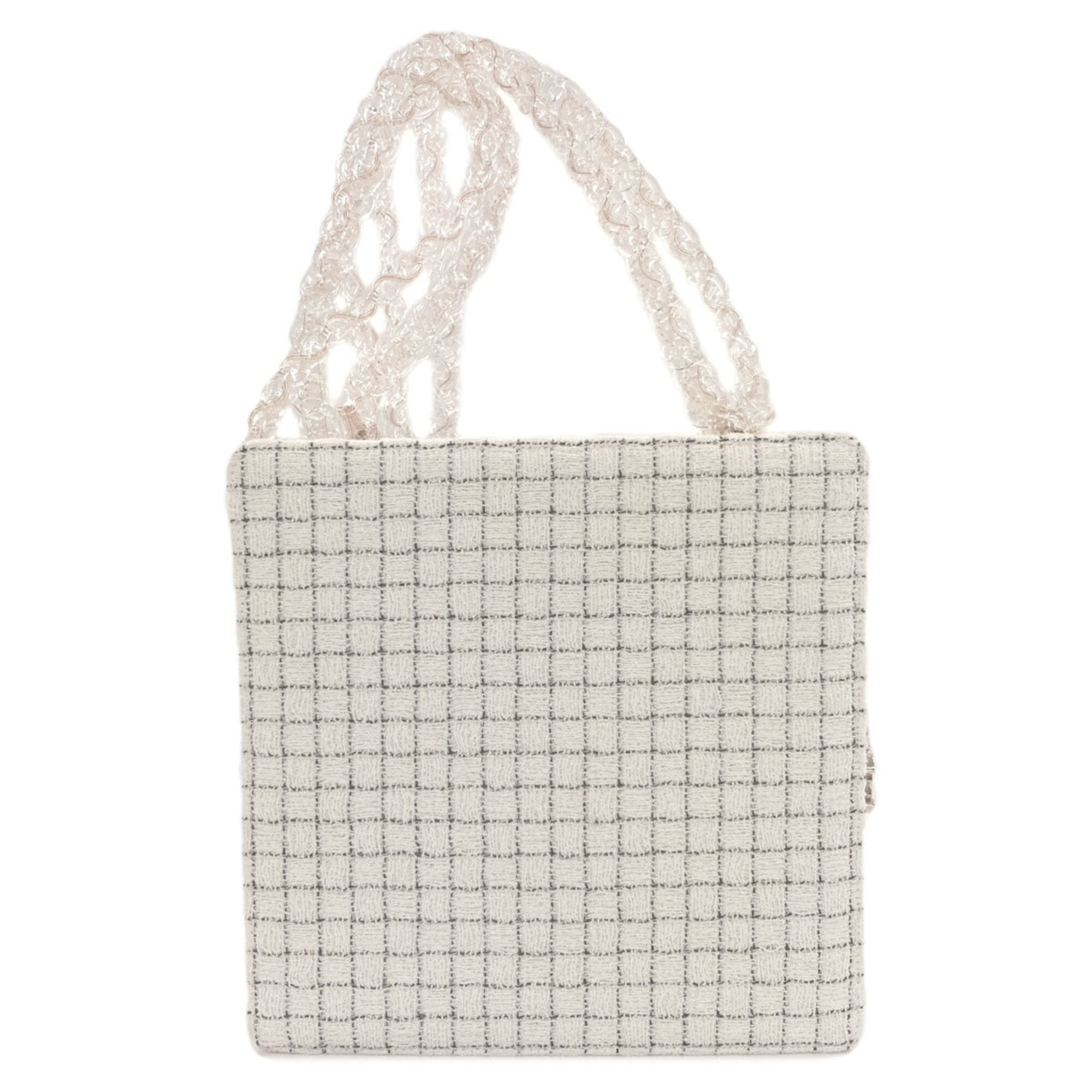 Chanel Black Clear White Tweed Shopping Bag Shoulder Bag (Pre-Owned)