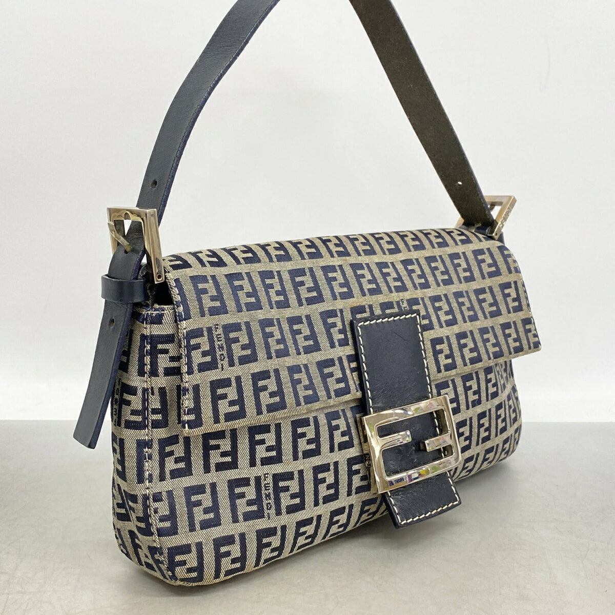 Fendi Navy Nylon Canvas Handbag (Pre-Owned)