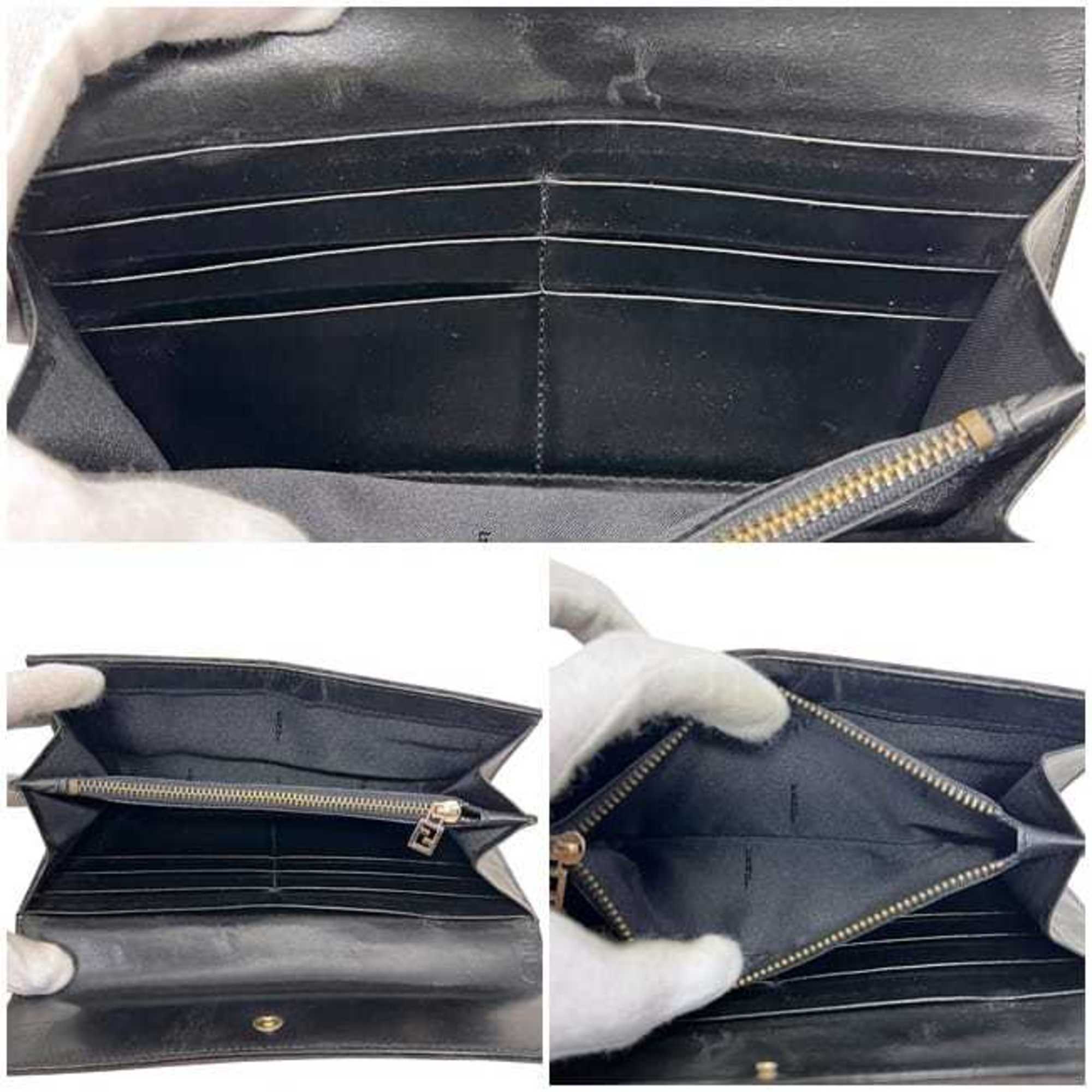 Fendi Brown Canvas Leather Long Wallet (Bi-Fold) (Pre-Owned)