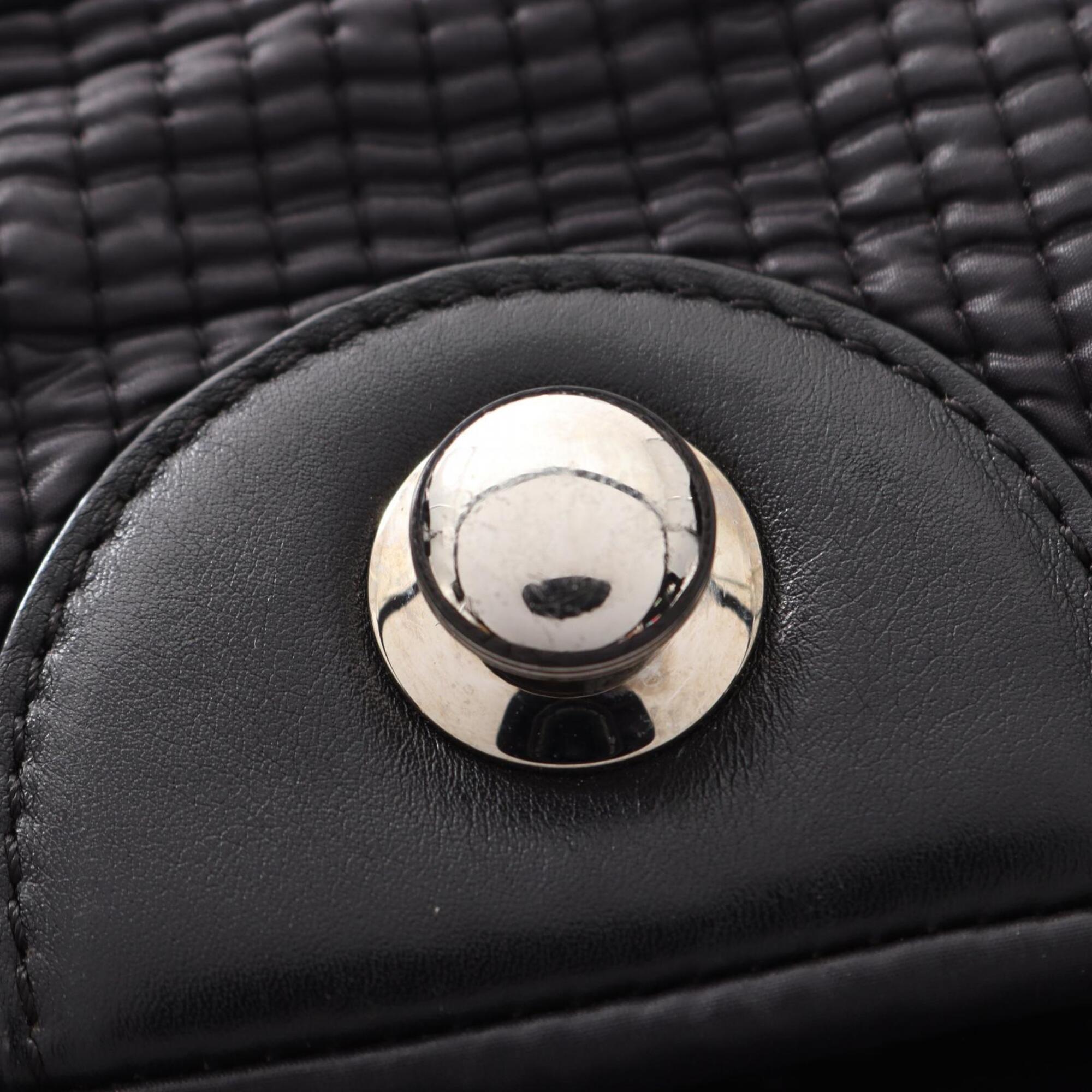 Chanel Black Nylon Leather Handbag Shoulder Bag (Pre-Owned)