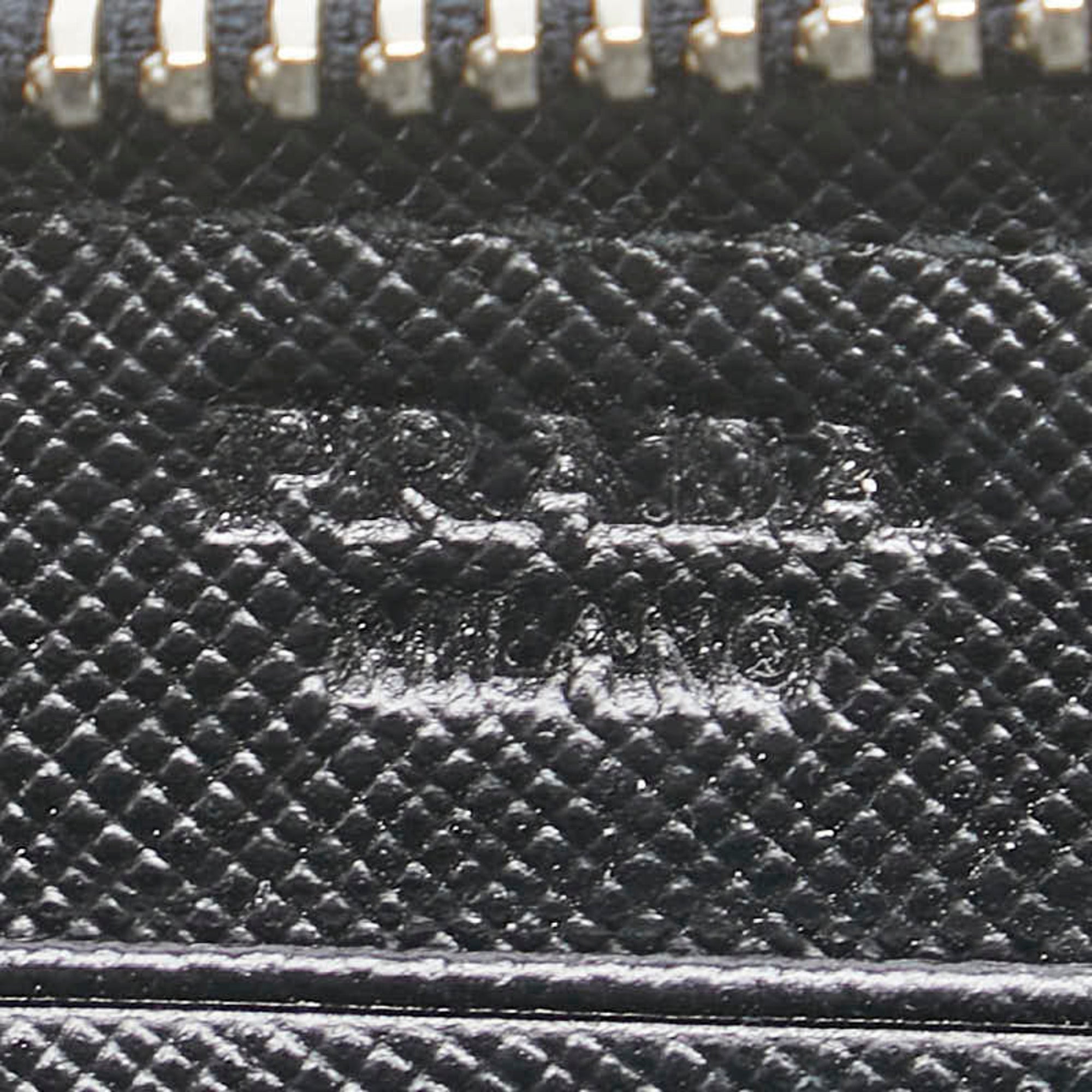 Prada Saffiano Black Gray Leather Long Wallet (Bi-Fold) (Pre-Owned)