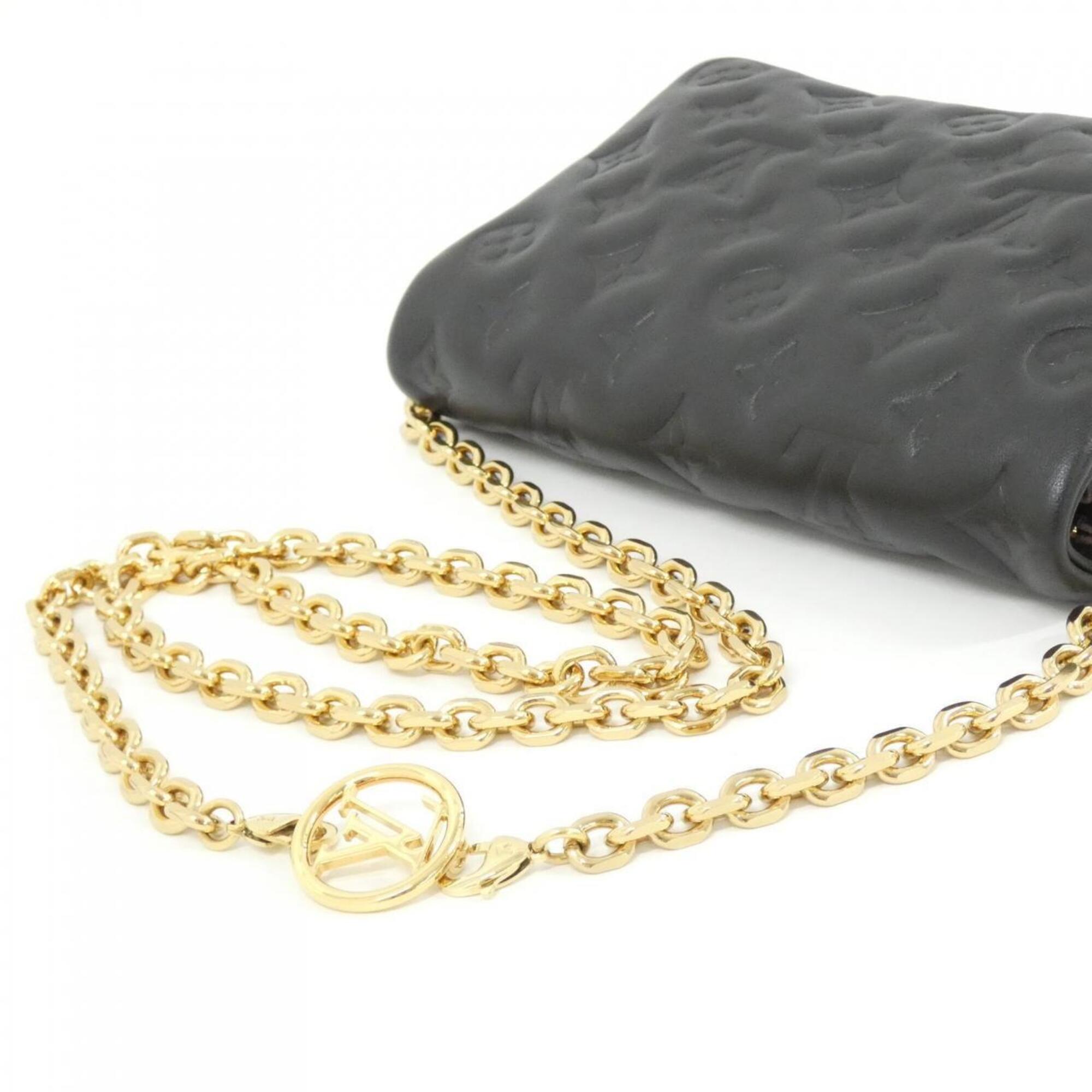 Louis Vuitton Black Leather Pochette Shoulder Bag (Pre-Owned)
