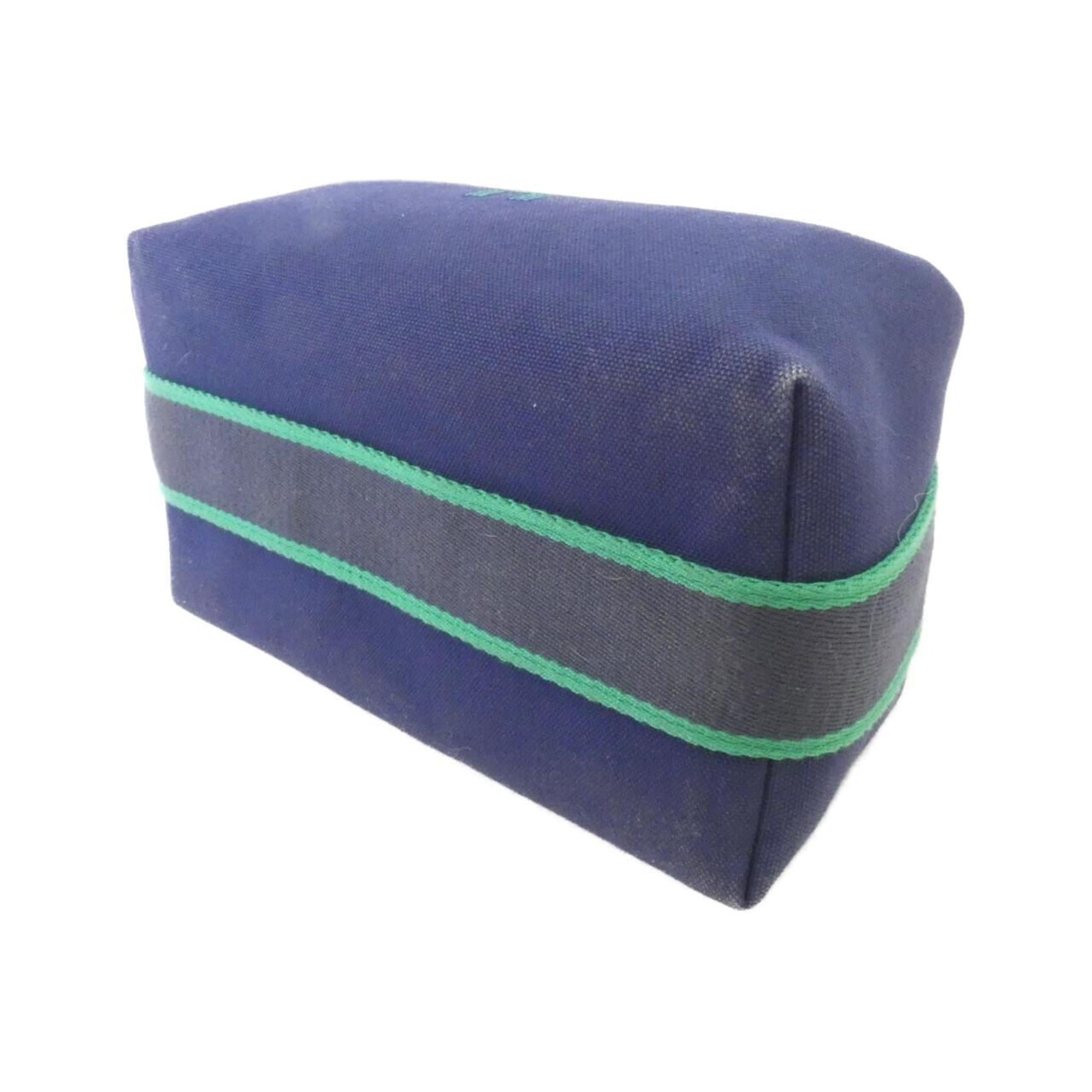 Hermes Black Marine Blue Canvas Handbag Pouch (Pre-Owned)