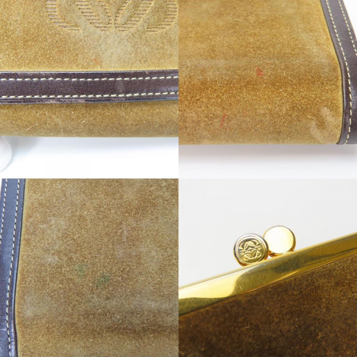 Loewe Brown Khaki Suede Leather Wallet (Tri-Fold) (Pre-Owned)