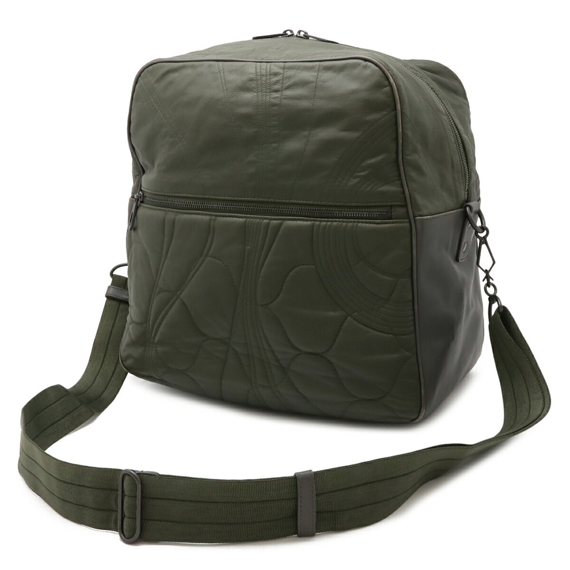 Bottega Veneta Green Khaki Leather Handbag Shoulder Bag (Pre-Owned)
