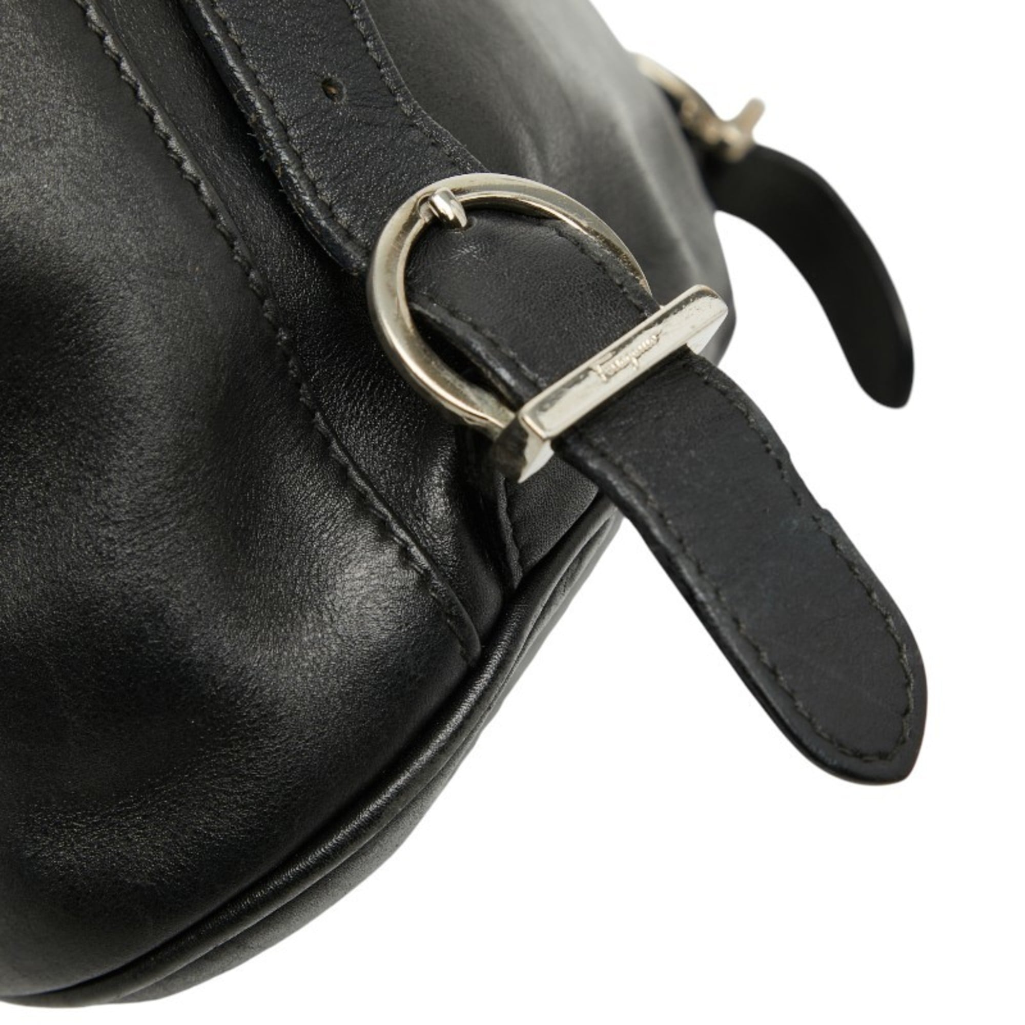 Salvatore Ferragamo Gancini Black Leather Backpack (Pre-Owned)