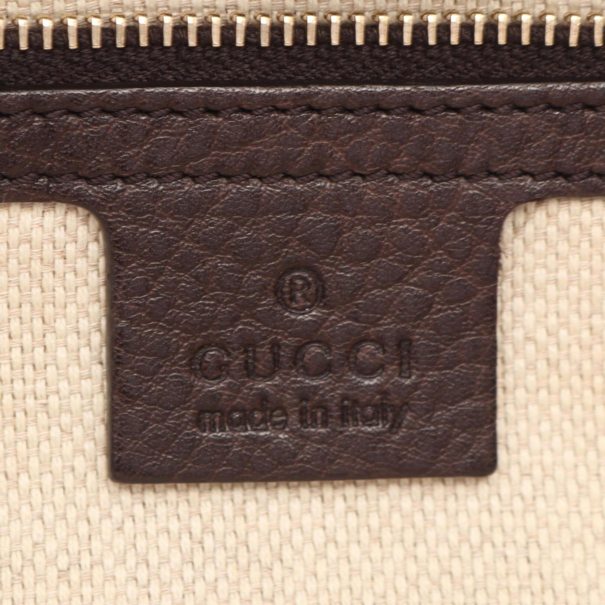 Gucci Beige Brown Multi-Color Canvas Leather Handbag Tote Bag (Pre-Owned)