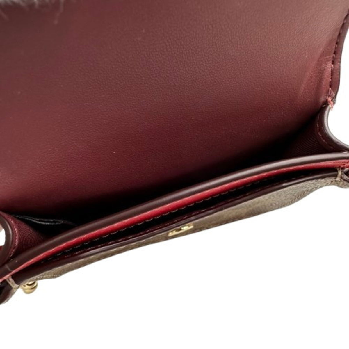 Coach Signature Brown Red Color Pvc Shoulder Bag (Pre-Owned)