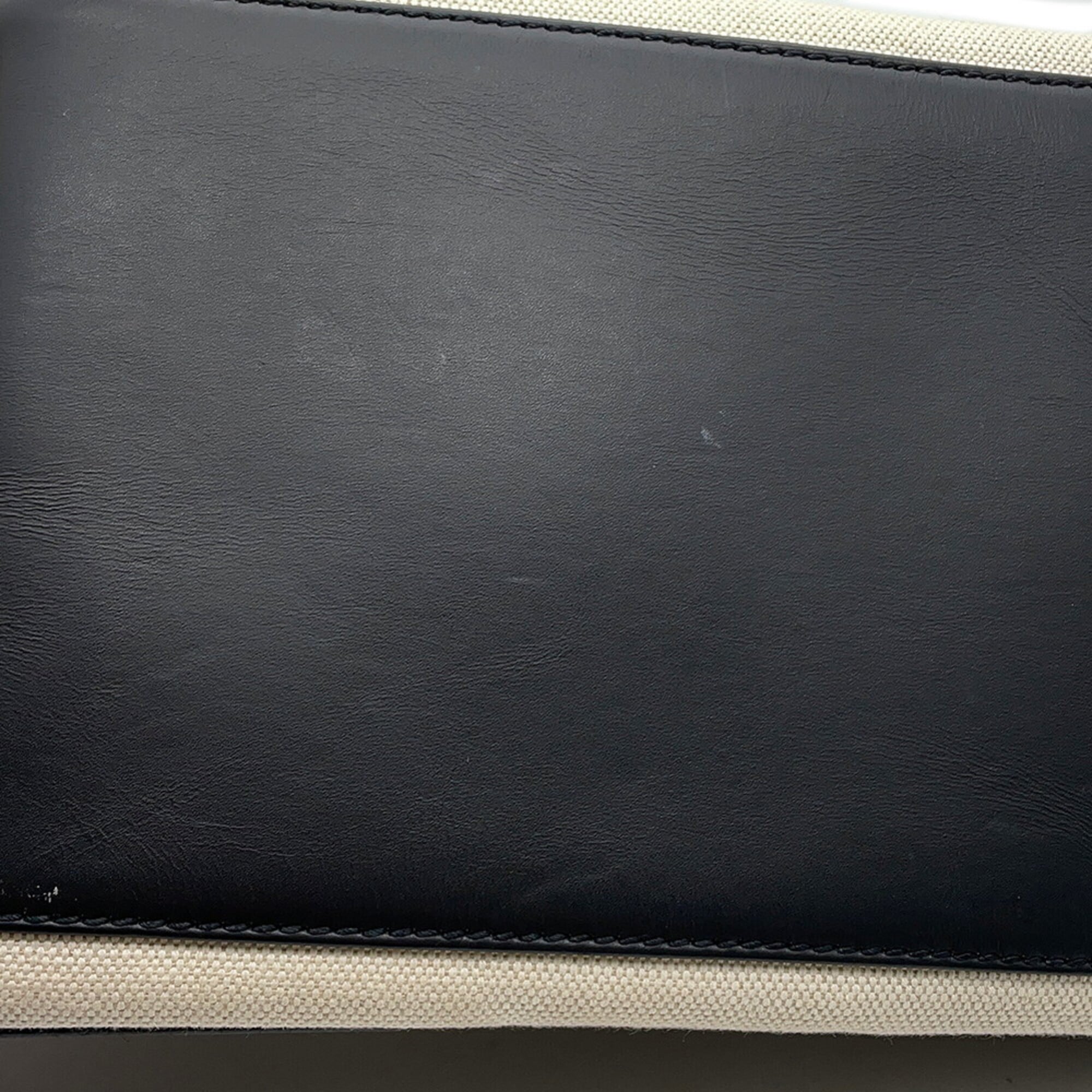 Balenciaga Black White Canvas Leather Handbag Tote Bag (Pre-Owned)