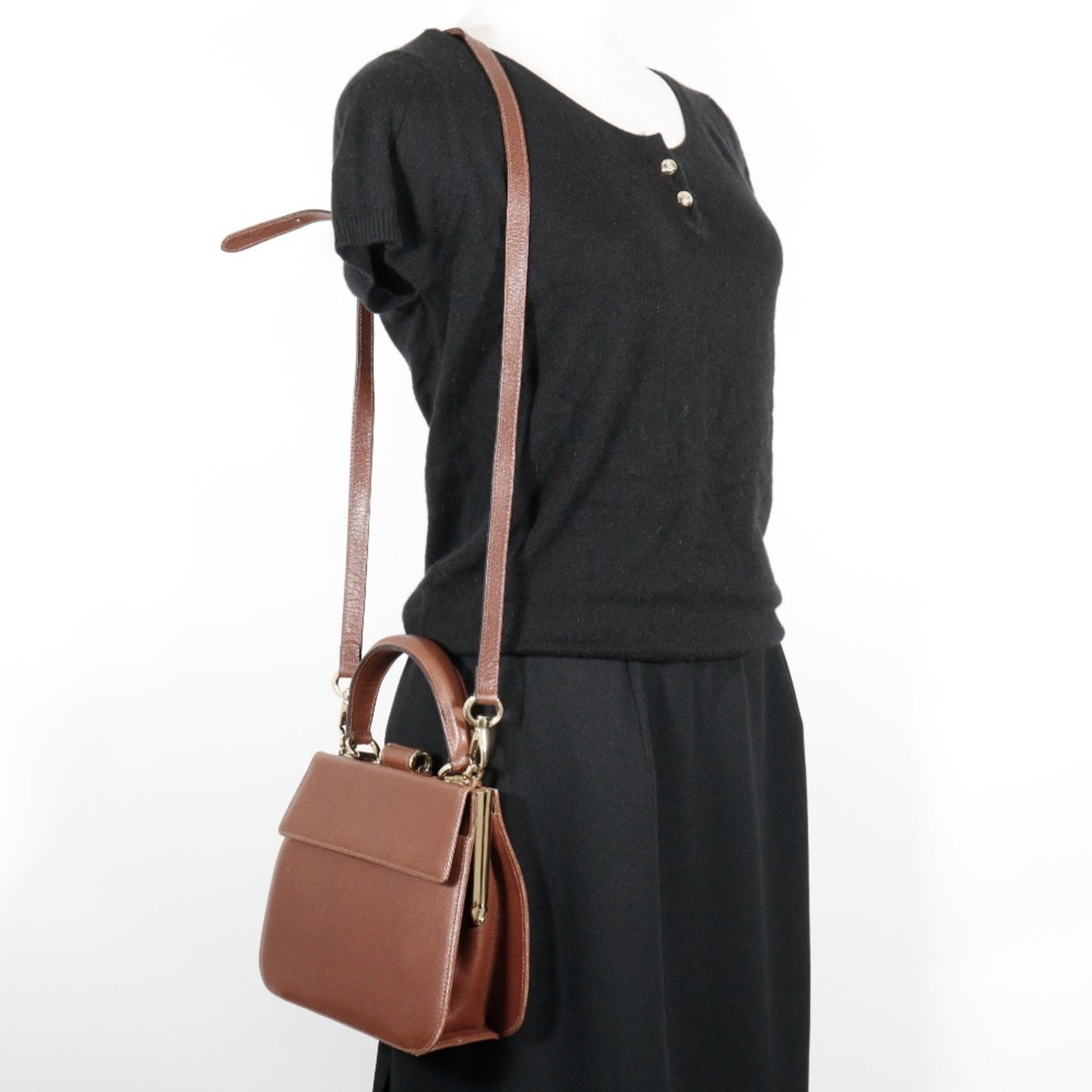 Salvatore Ferragamo Brown Leather Handbag (Pre-Owned)