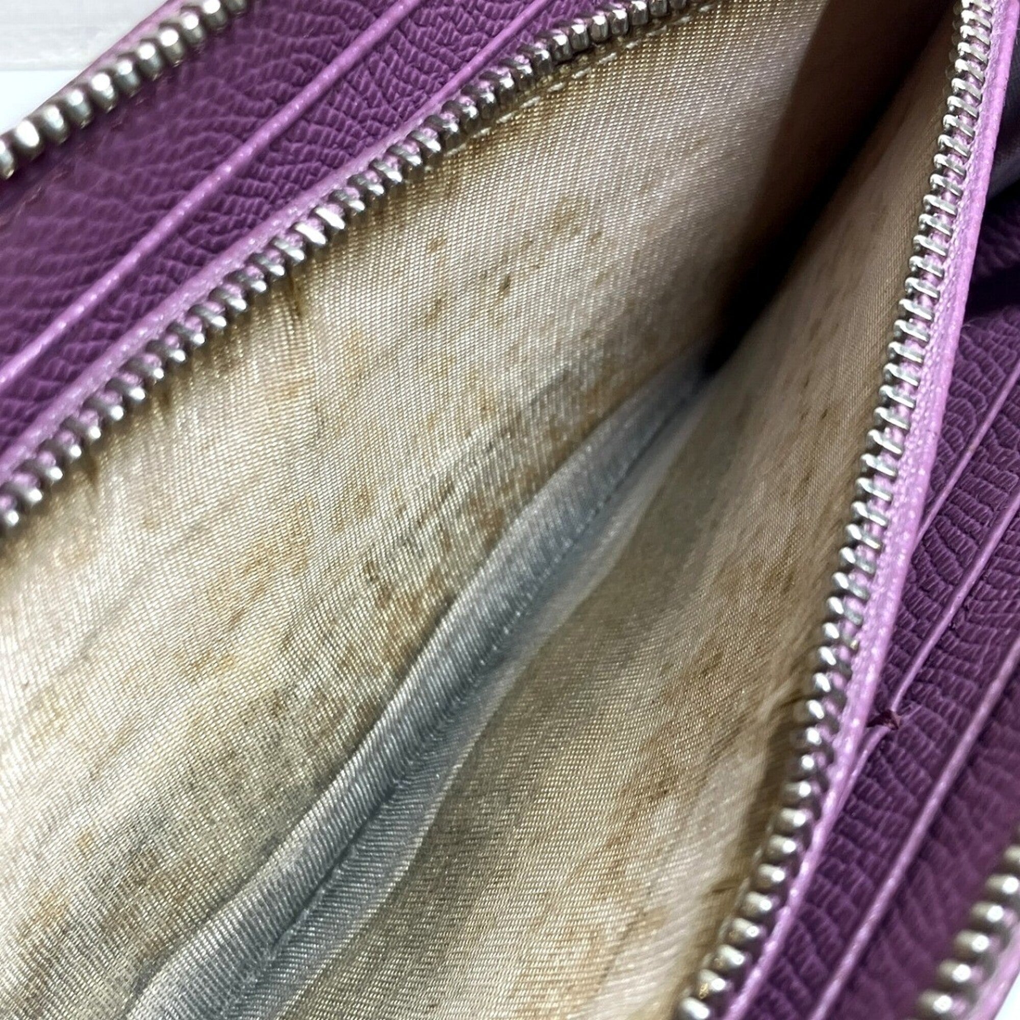 Bvlgari Purple Leather Long Wallet (Bi-Fold) (Pre-Owned)