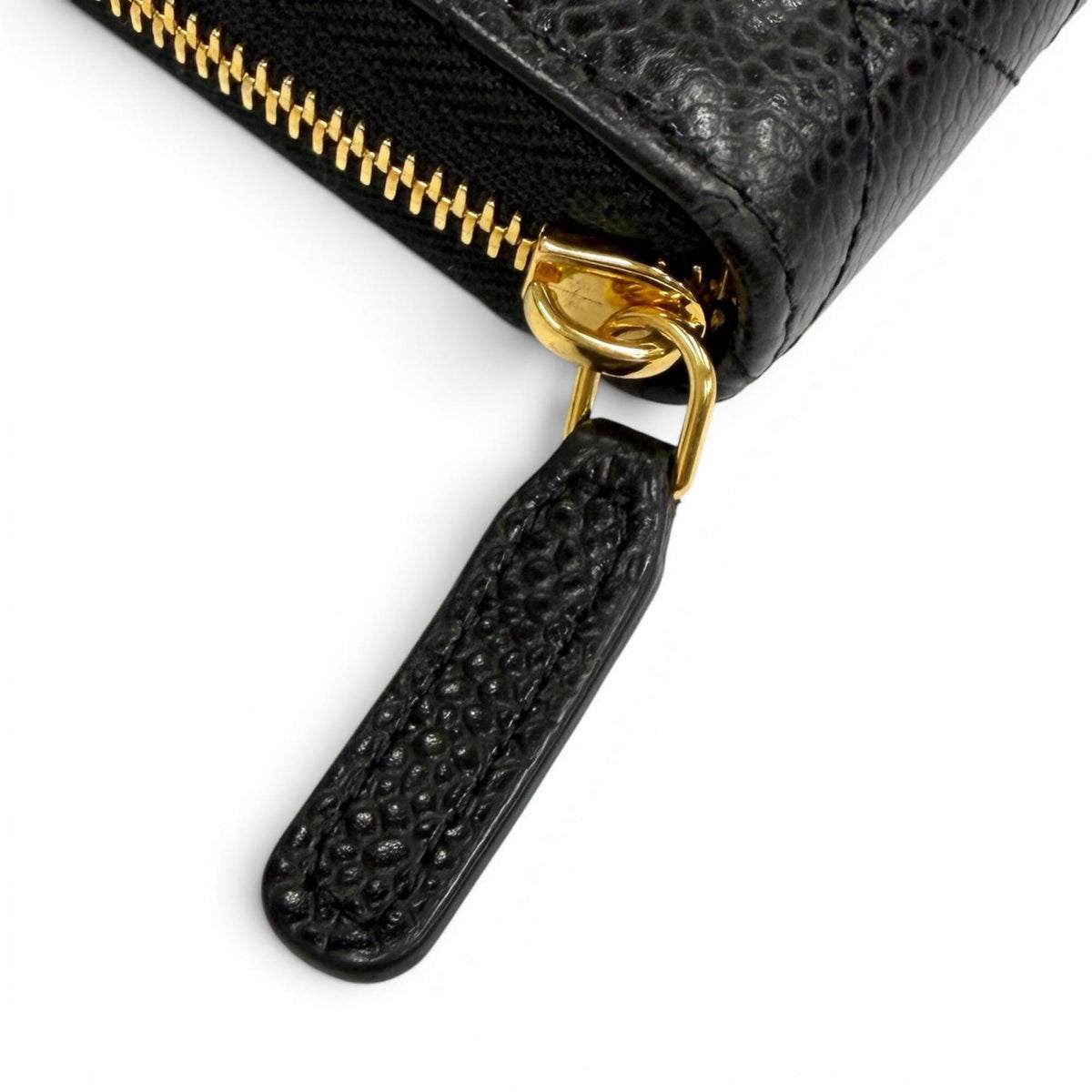 Chanel Black Grained Calfskin Long Wallet (Bi-Fold) (Pre-Owned)