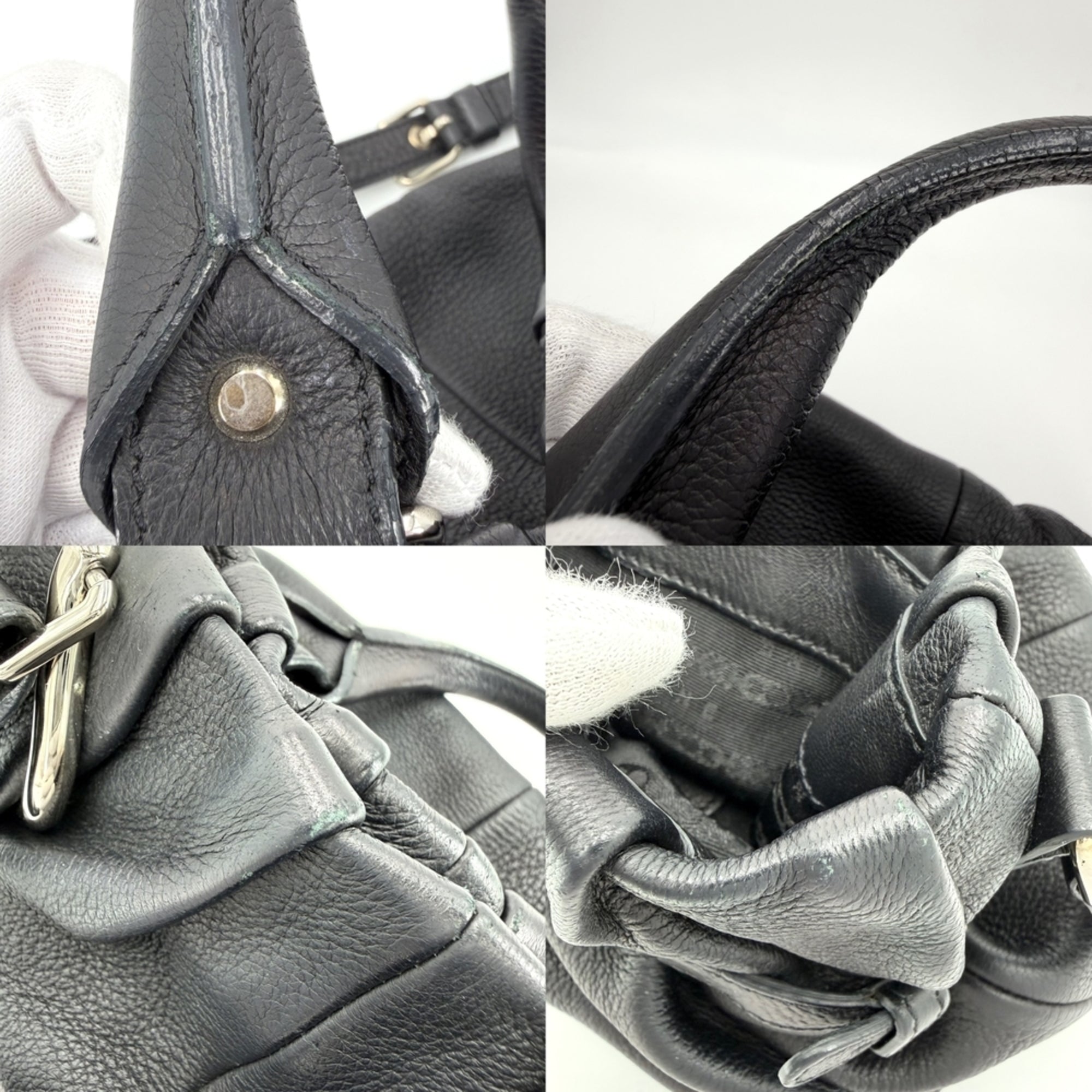 Celine Black White Leather Shoulder Bag (Pre-Owned)