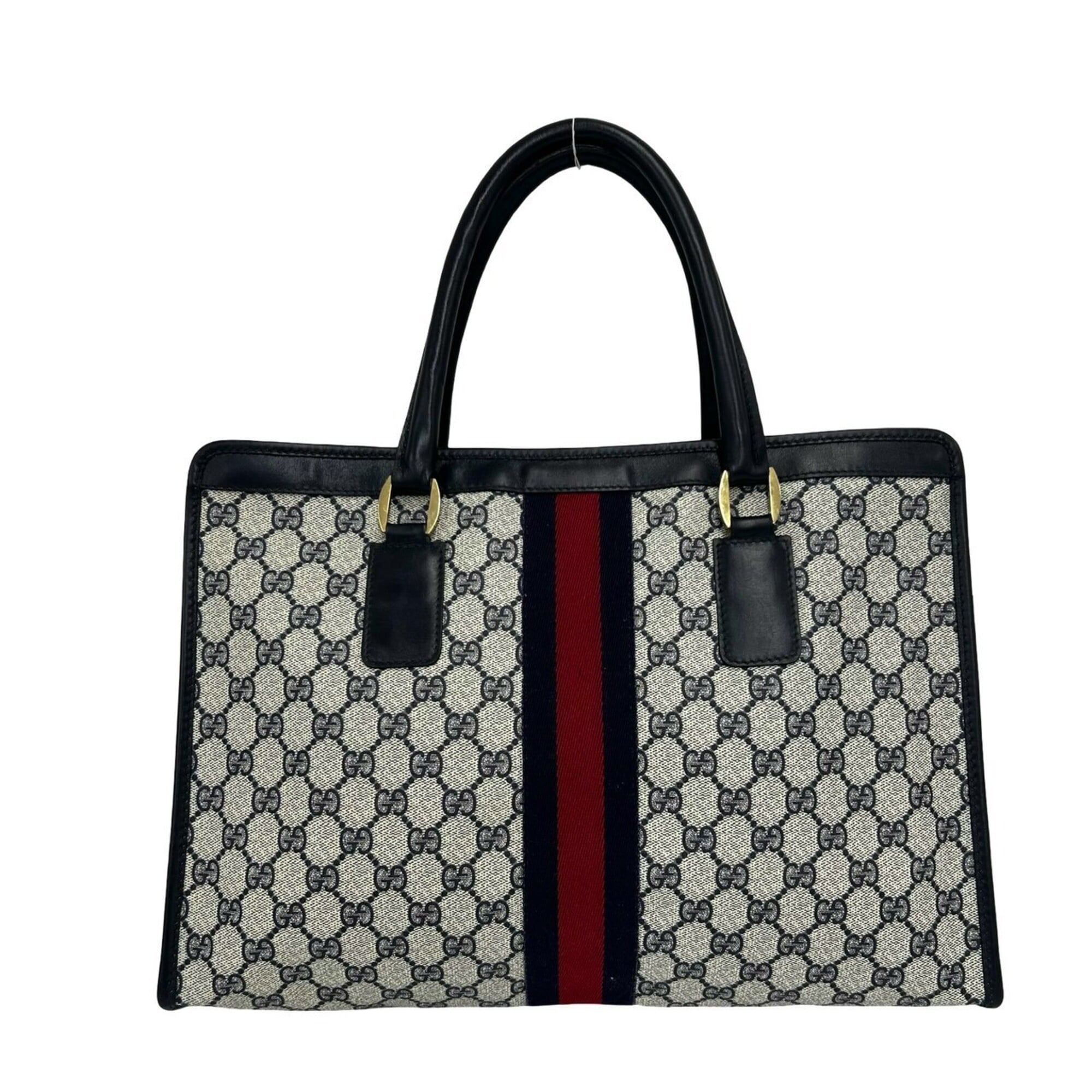 Gucci Navy Red Color Pvc Leather Handbag (Pre-Owned)