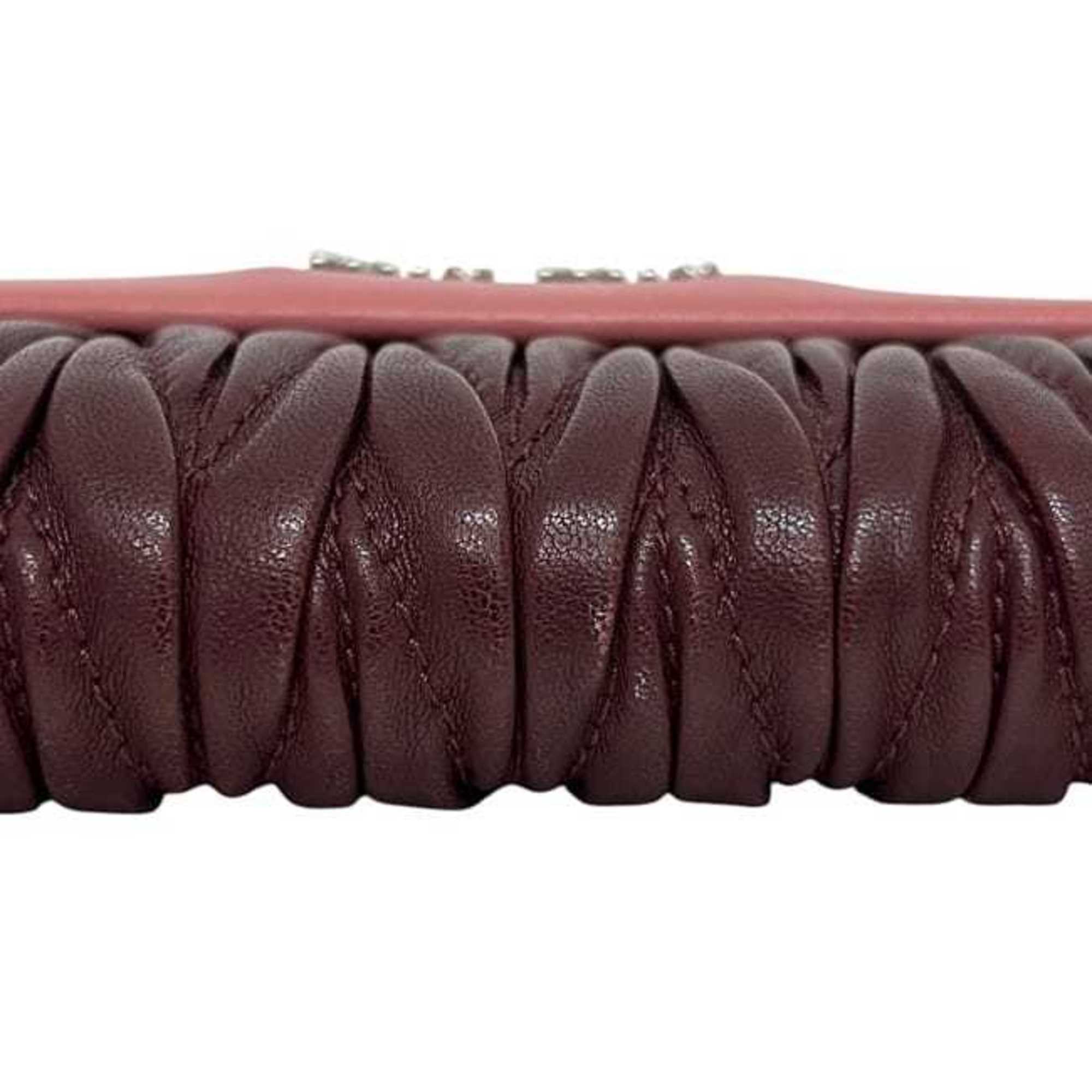 Miu Miu Bordeaux Pink Leather Wallet (Tri-Fold) (Pre-Owned)