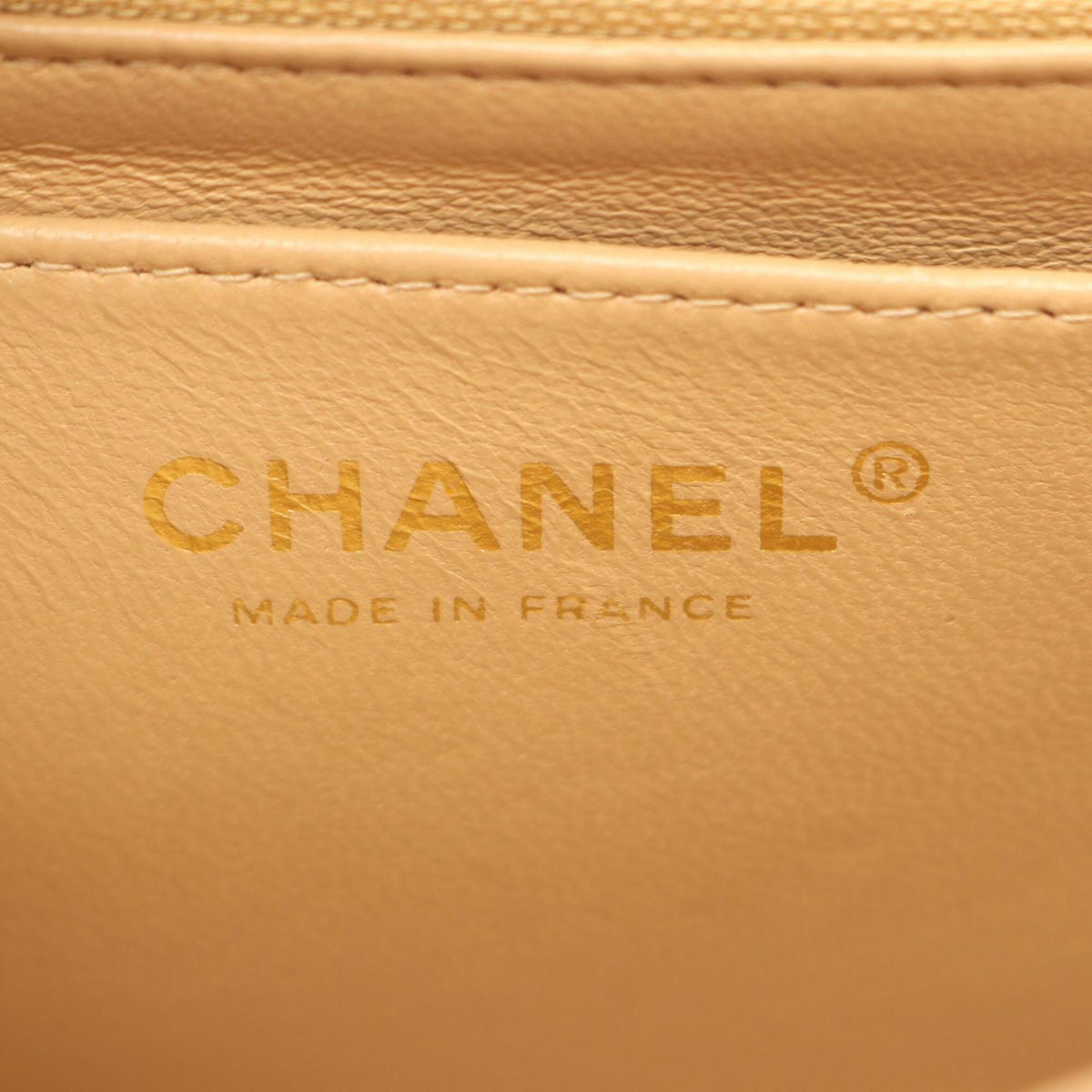 Chanel Beige Grained Calfskin Handbag Shoulder Bag (Pre-Owned)