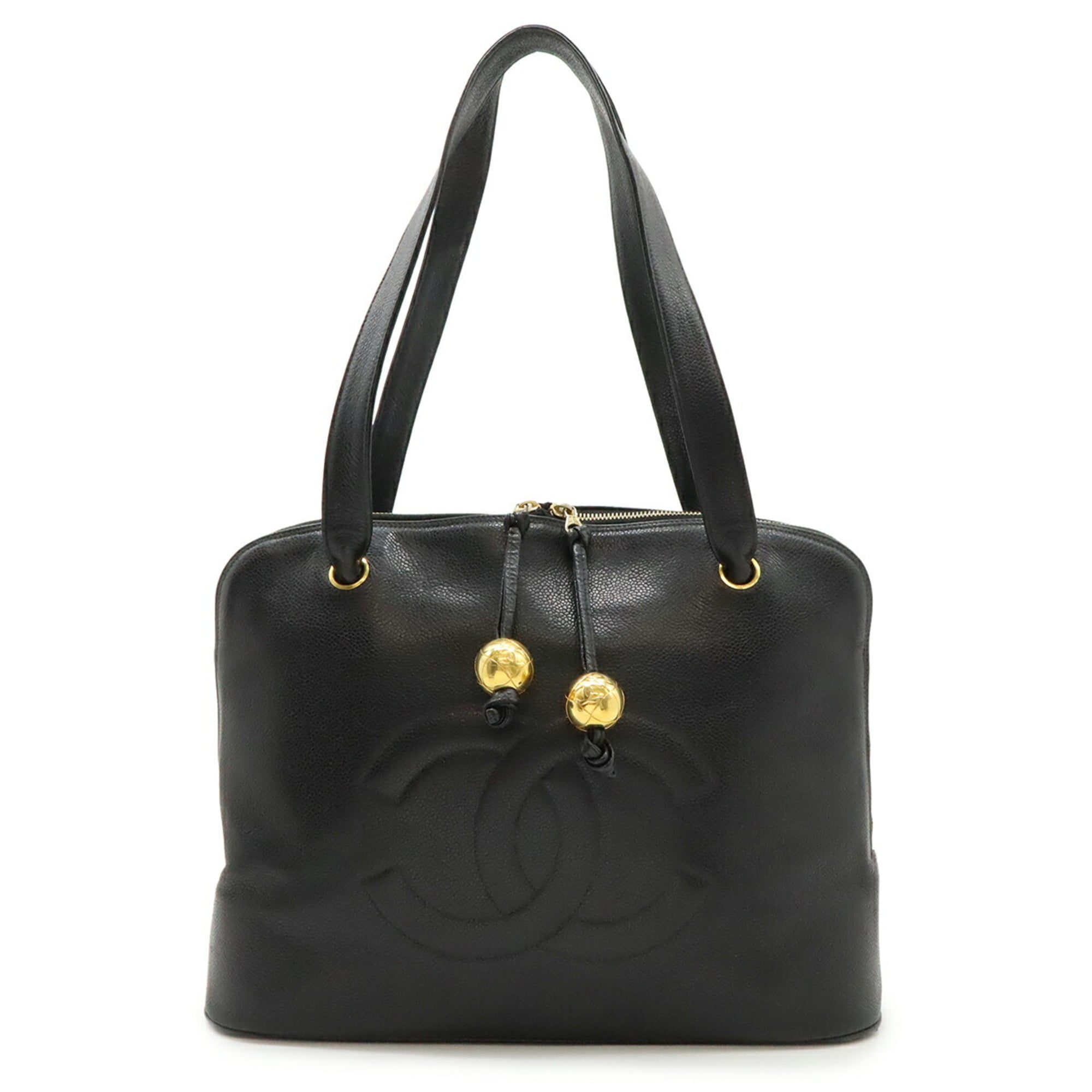 Chanel Black Grained Calfskin Shoulder Bag Tote Bag (Pre-Owned)