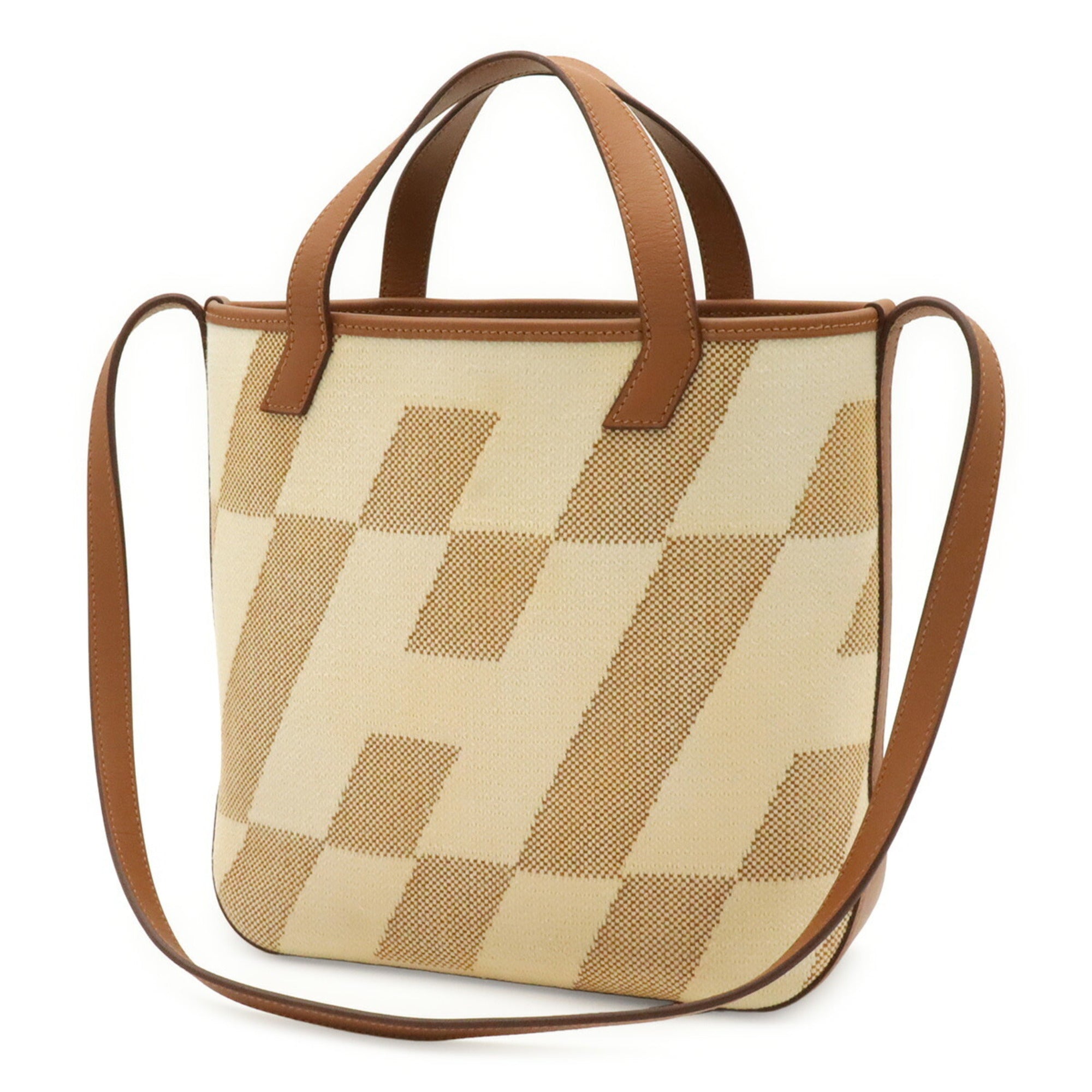 Hermes Ecru Gold Toile H Leather Handbag Shoulder Bag Tote Bag (Pre-Owned)