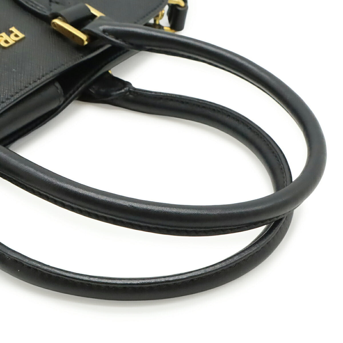Prada Saffiano Black Nero Leather Handbag Shoulder Bag (Pre-Owned)