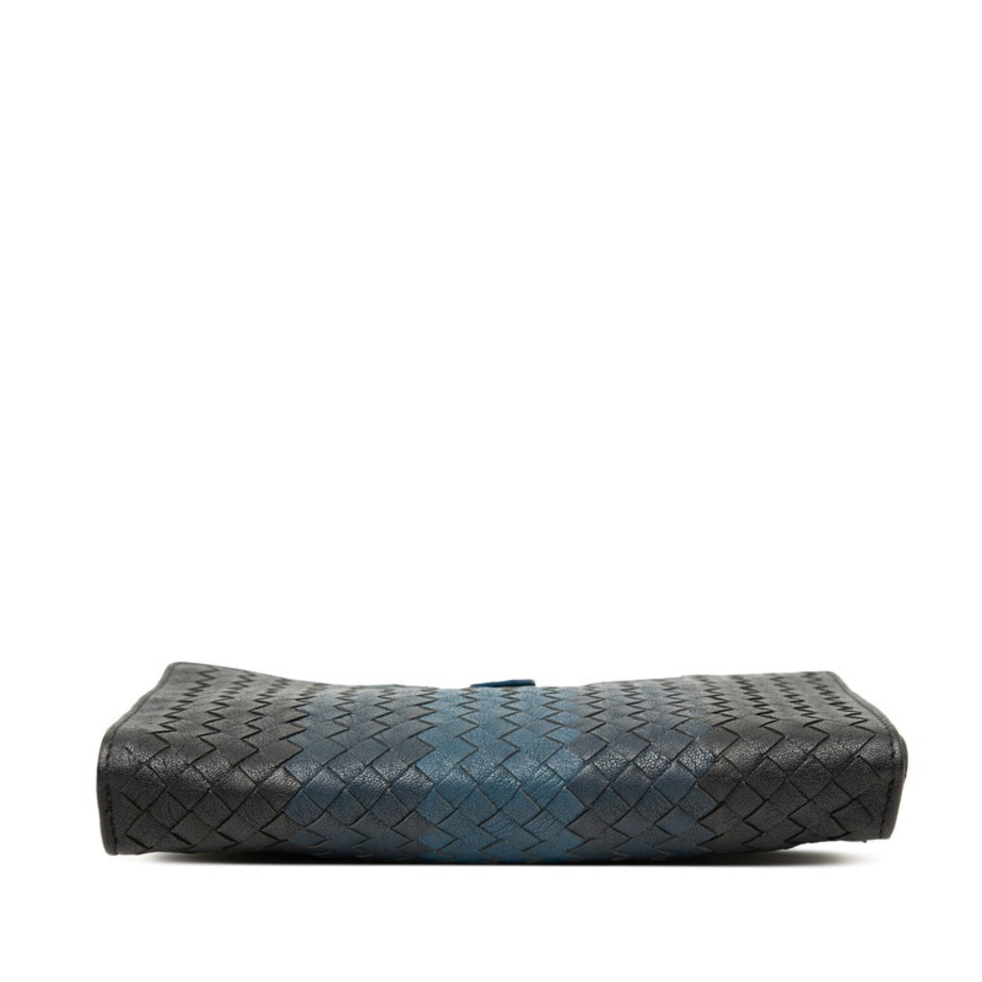 Bottega Veneta Black Navy Leather Clutch Bag (Pre-Owned)