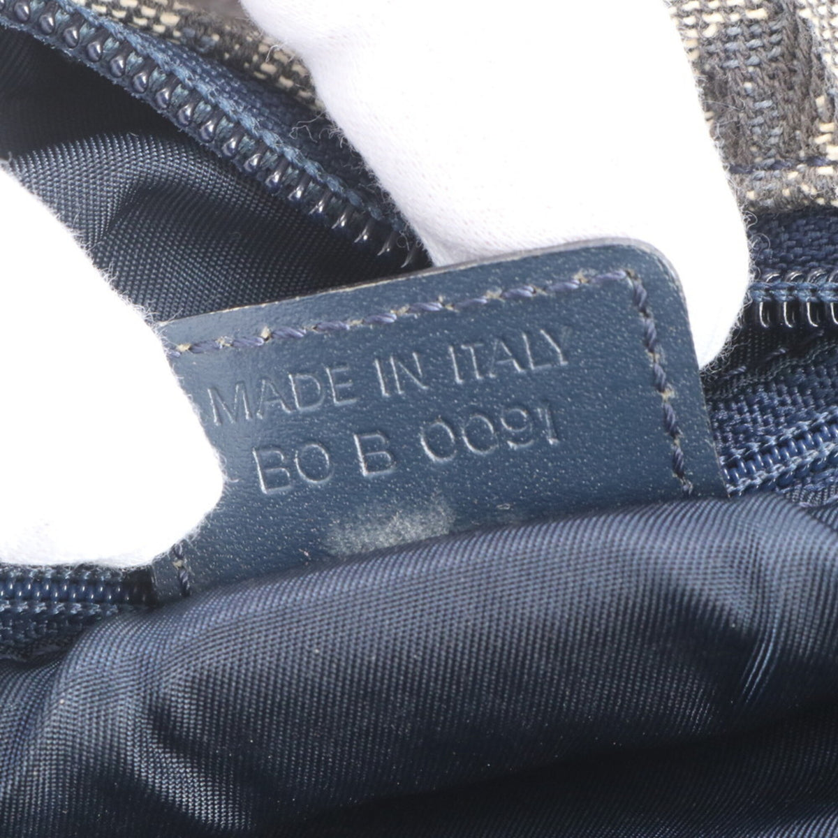 Christian Dior Navy Leather Canvas Messenger Bag Shoulder Bag (Pre-Owned)