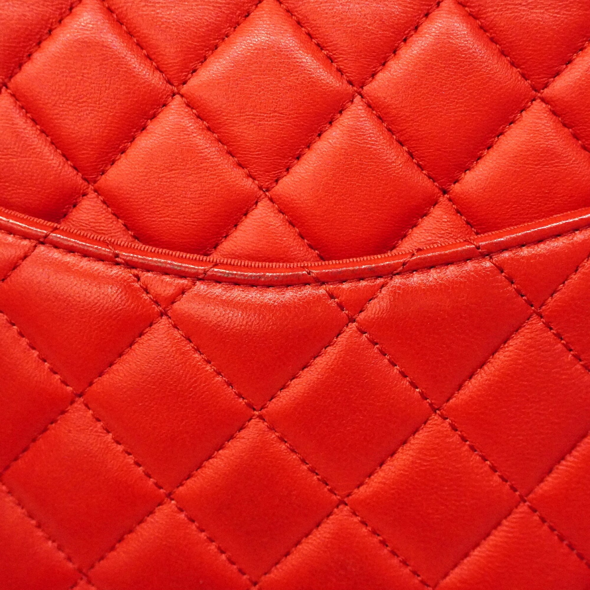 Chanel Red Color Leather Backpack (Pre-Owned)