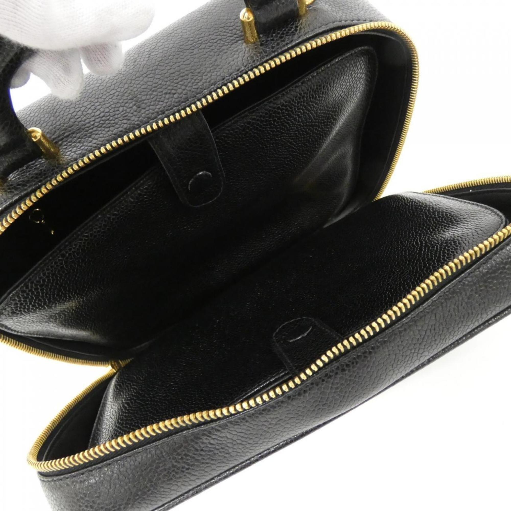 Chanel Black Caviar Leather Handbag (Pre-Owned)