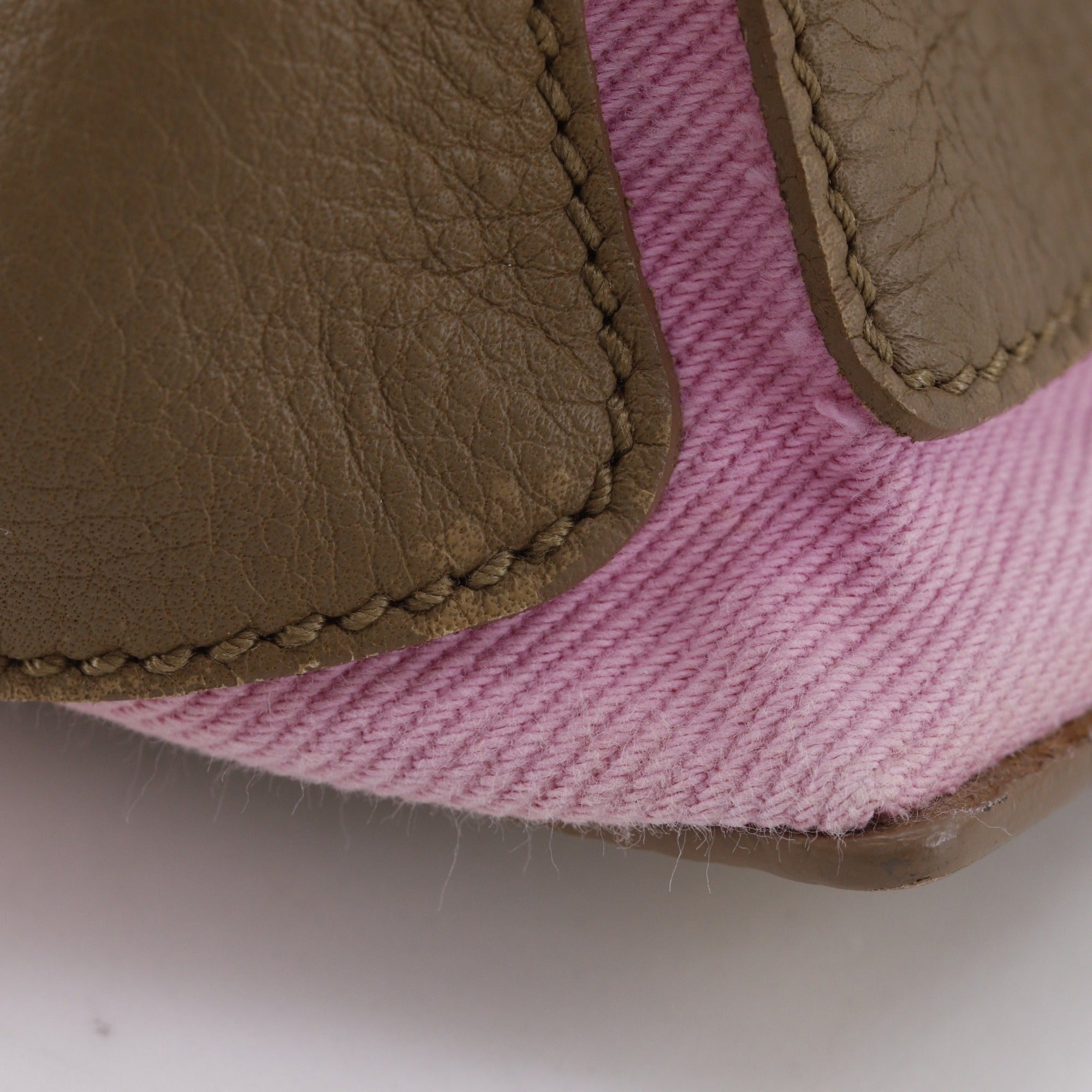 Yves Saint Laurent Brown Pink Leather Canvas Handbag (Pre-Owned)