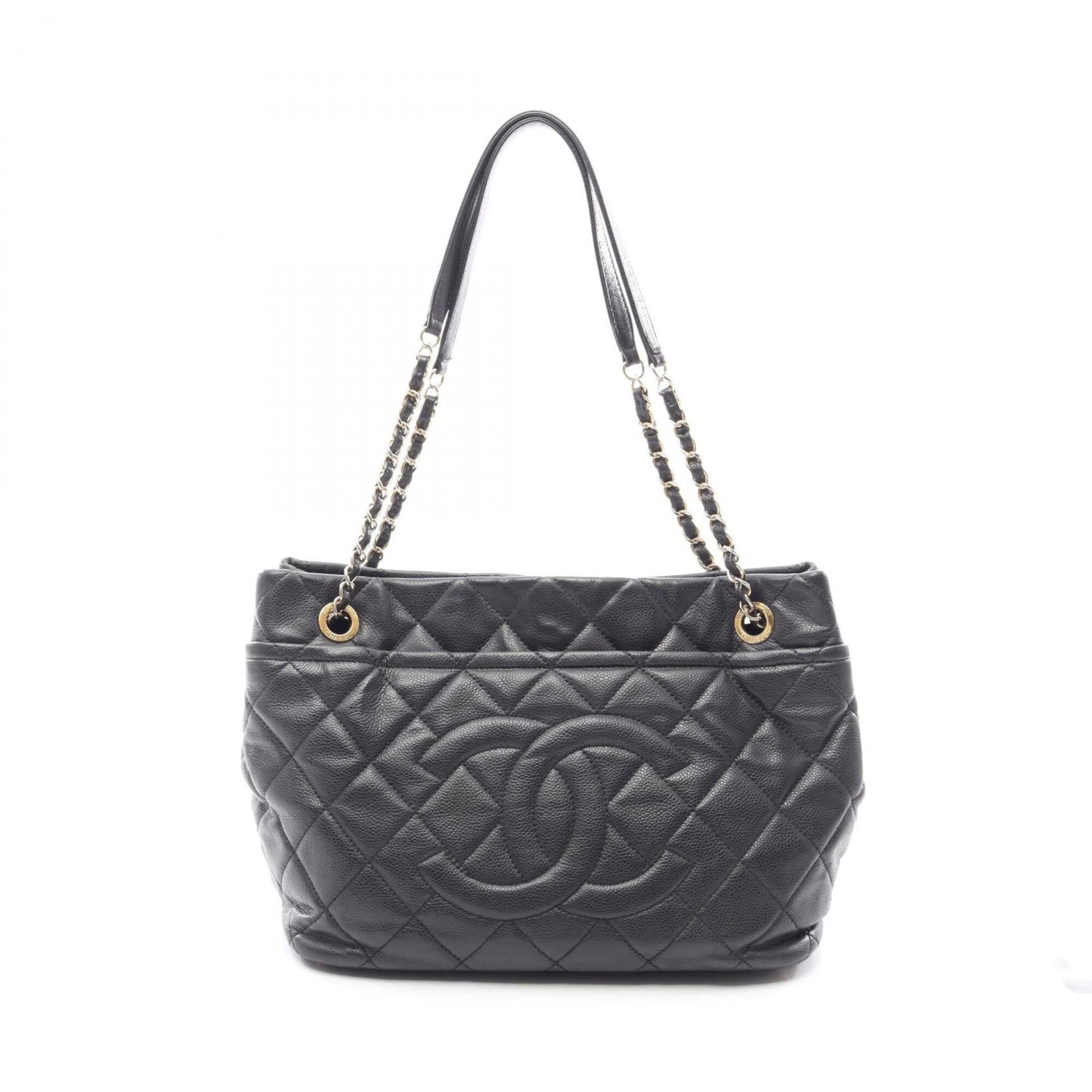 Chanel Black Grained Calfskin Handbag Tote Bag (Pre-Owned)