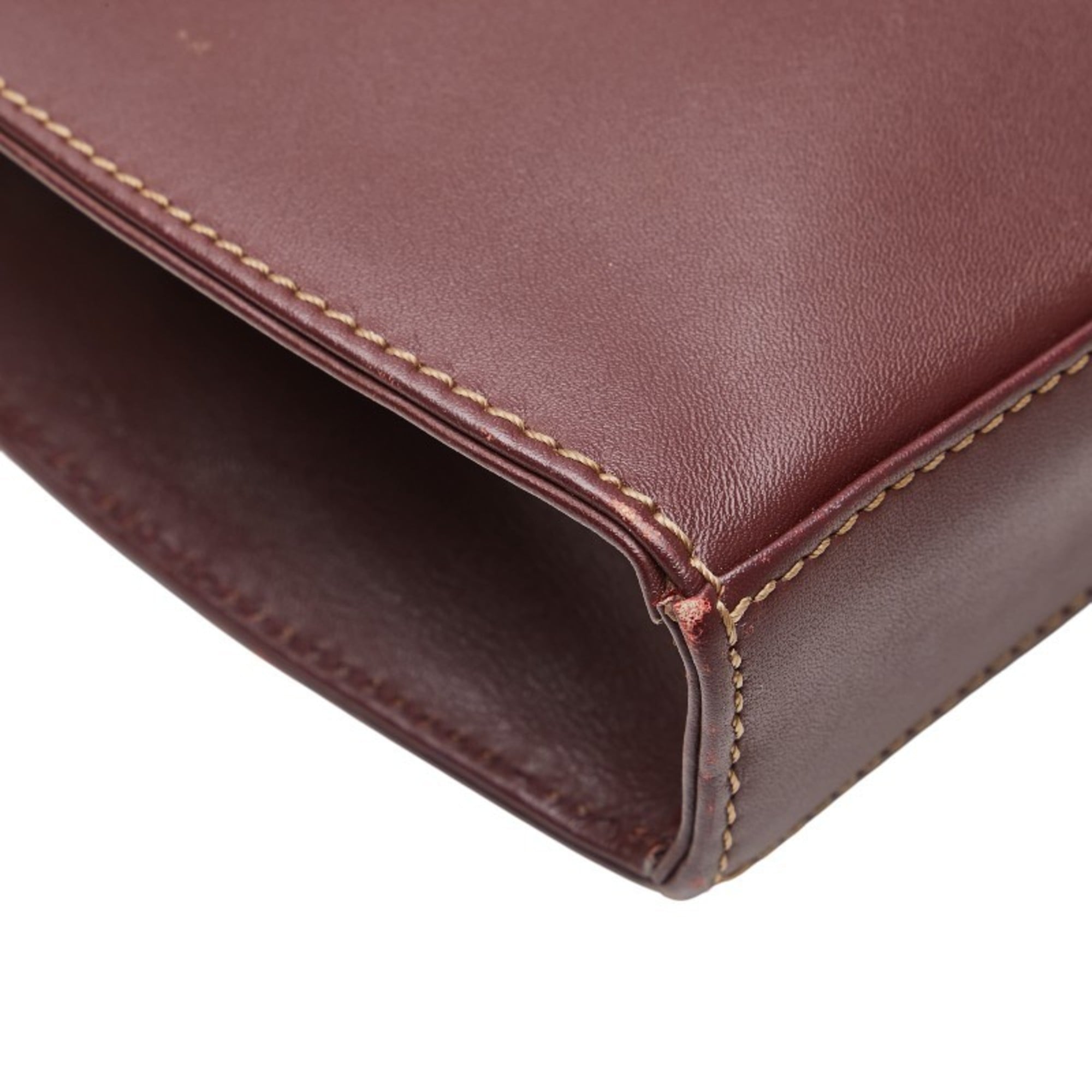 Cartier Bordeaux Wine Red Leather Shoulder Bag (Pre-Owned)