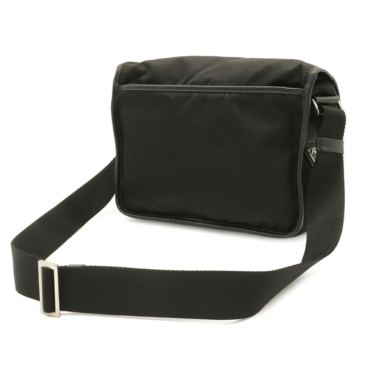 Prada Black Nero Nylon Leather Handbag Shoulder Bag (Pre-Owned)