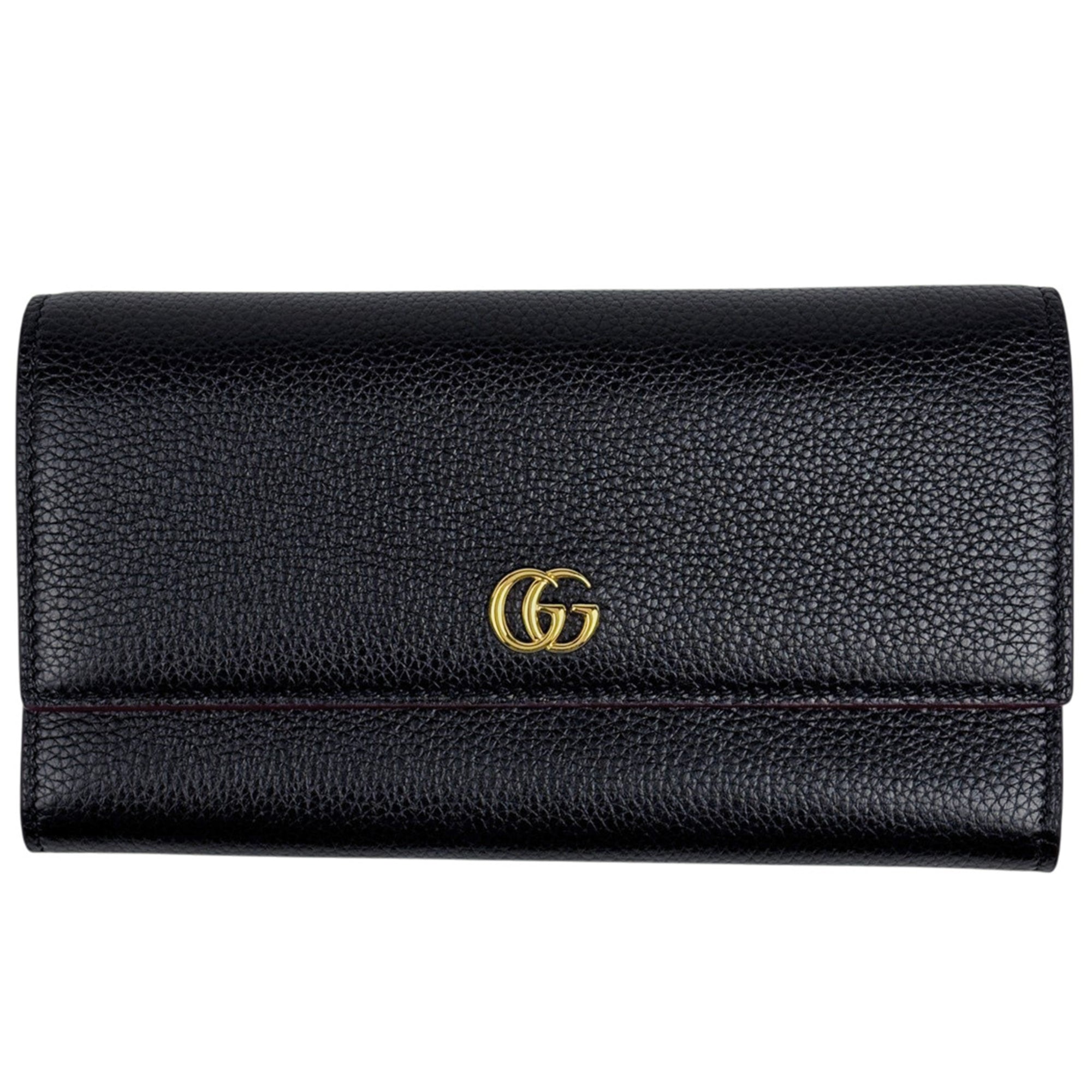 Gucci Black Bordeaux Leather Long Wallet (Bi-Fold) (Pre-Owned)