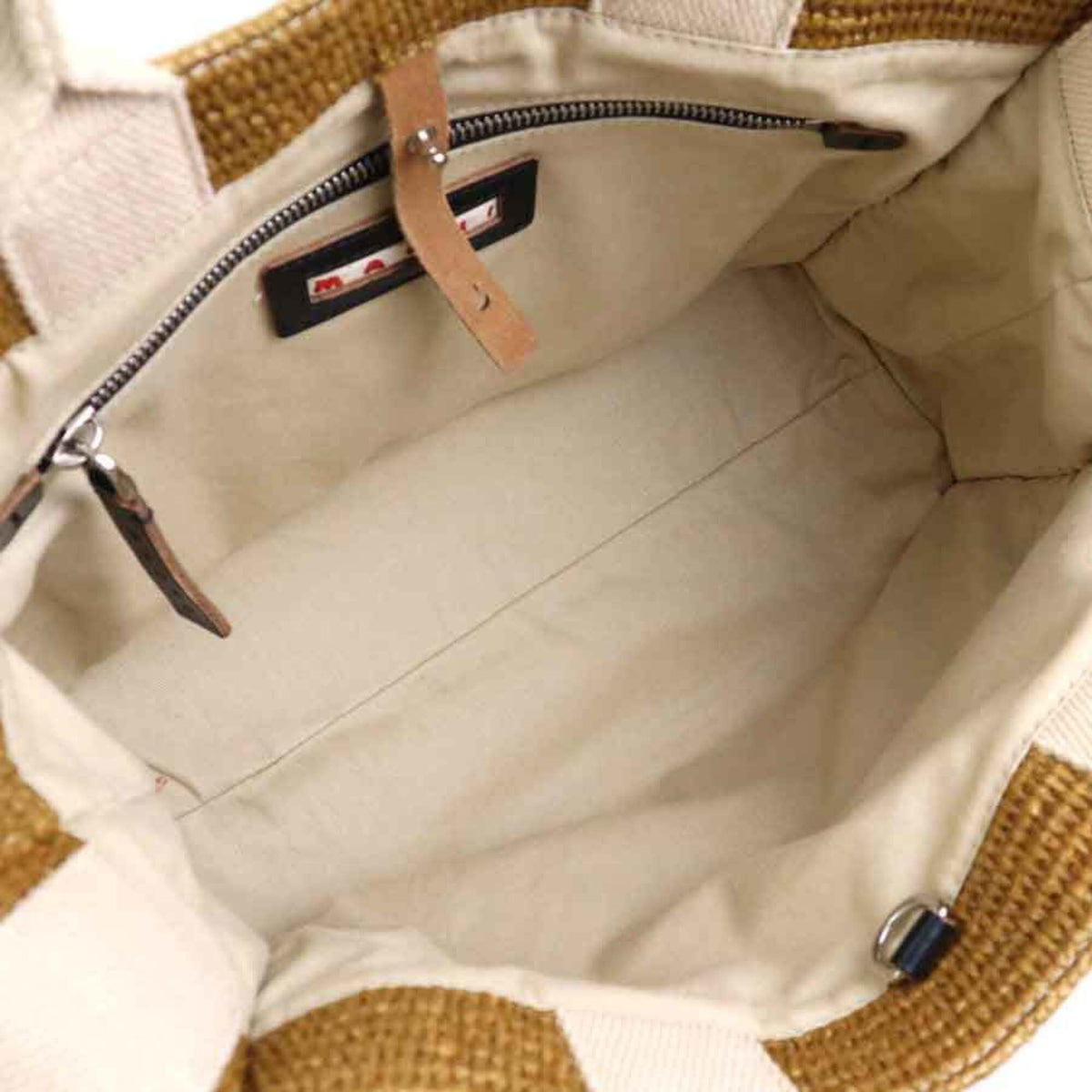 Marni Ivory Raffia Canvas Handbag Shoulder Bag (Pre-Owned)