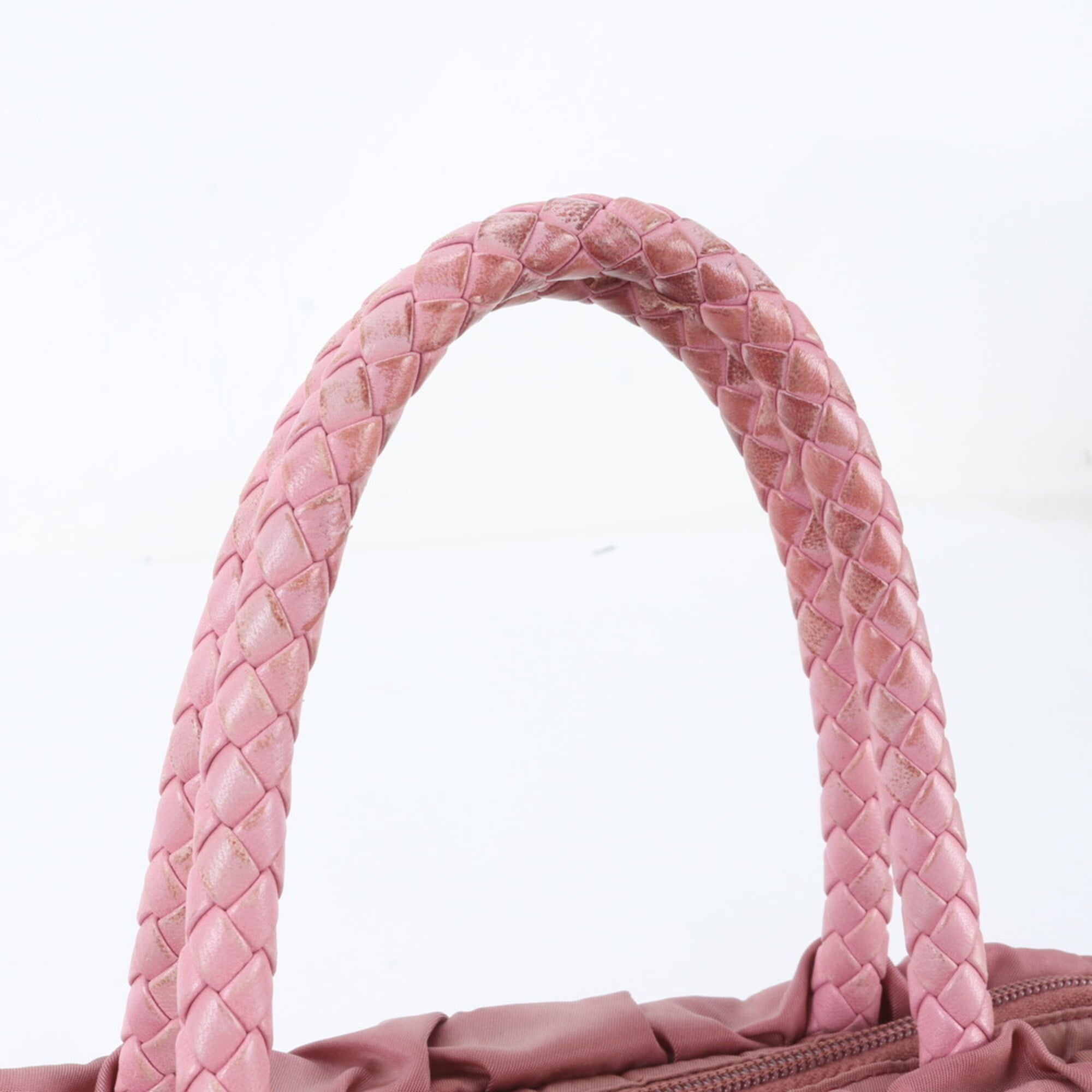 Prada Pink Leather Nylon Handbag Shoulder Bag (Pre-Owned)