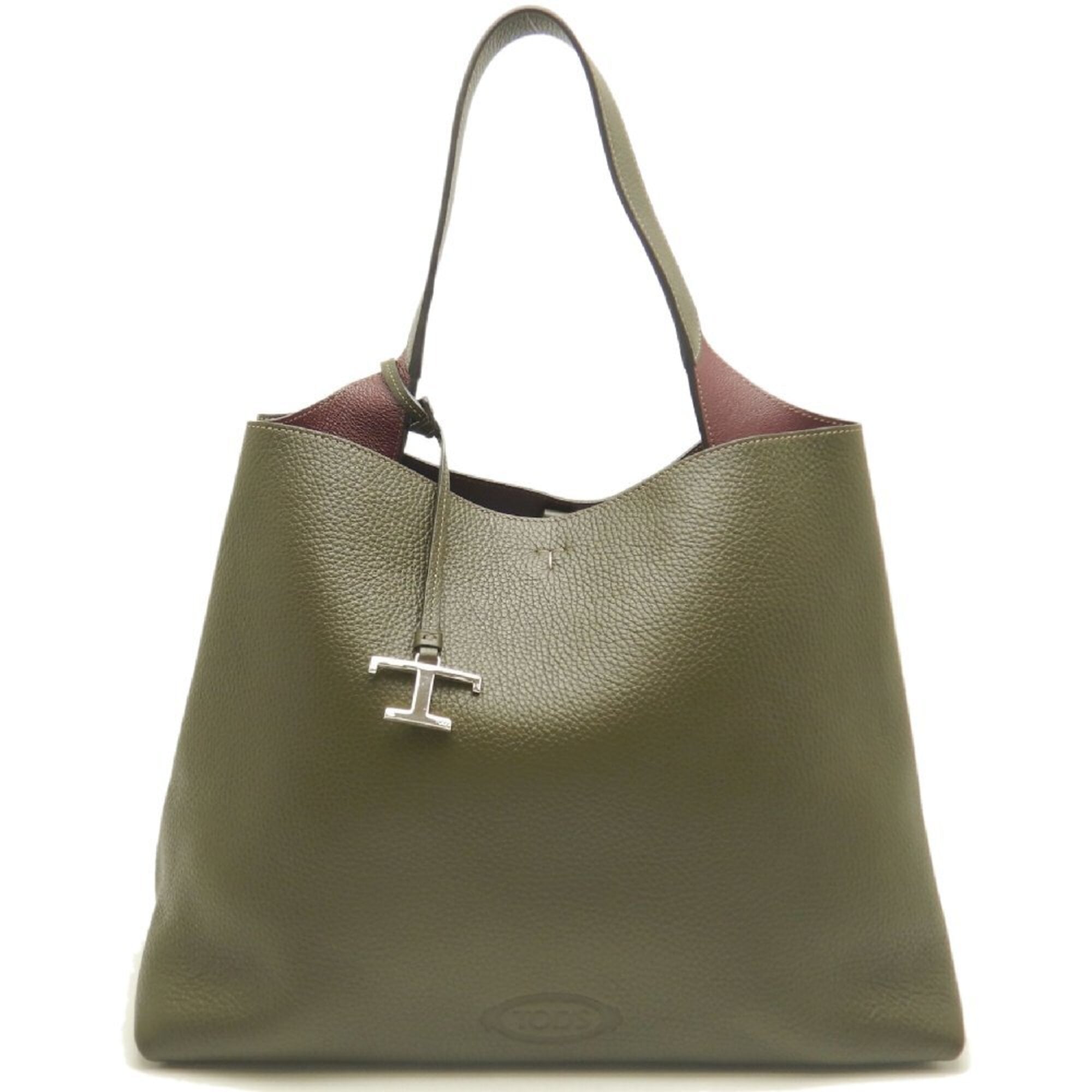 Tod's Bordeaux Khaki Leather Handbag (Pre-Owned)
